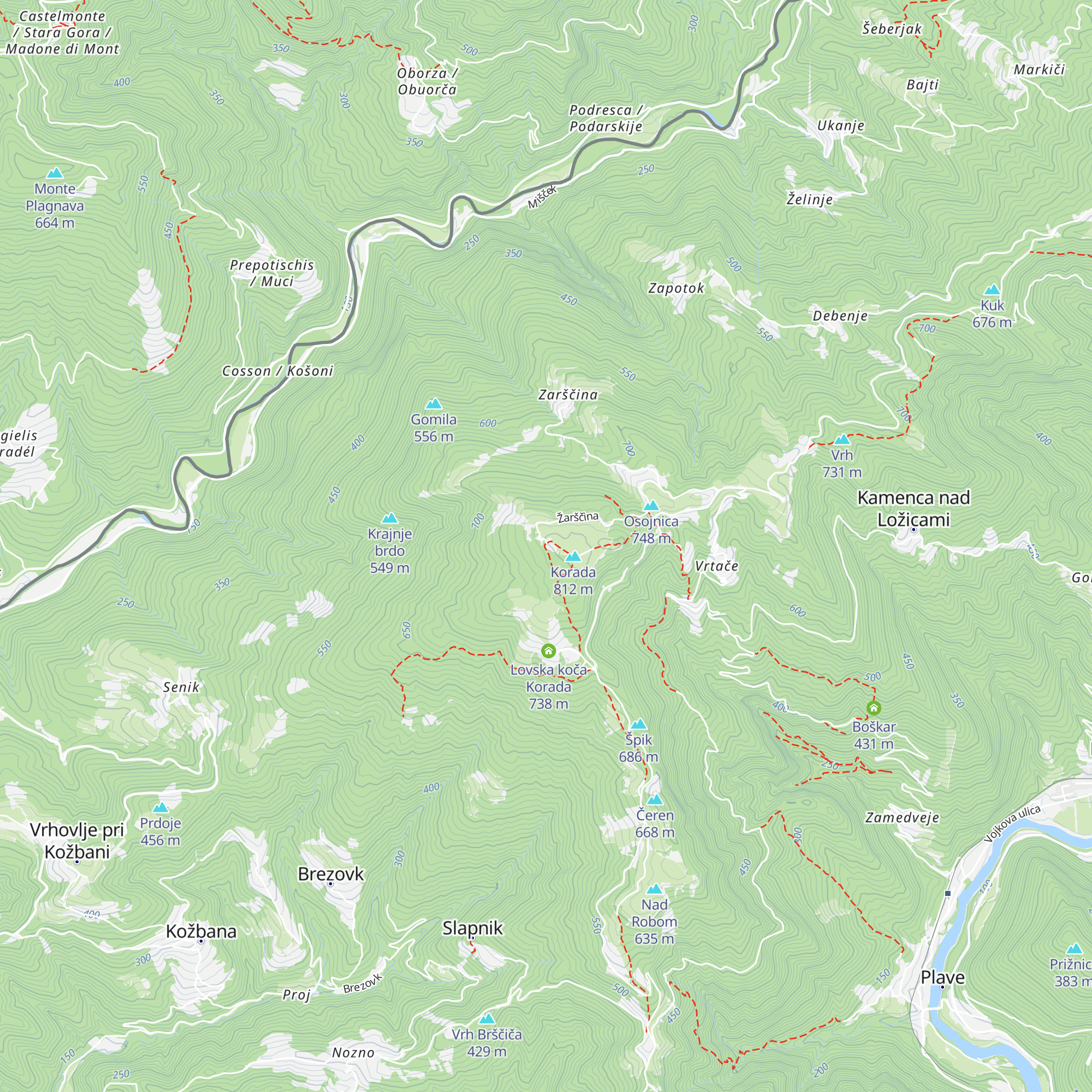 Zavetišče na Koradi map