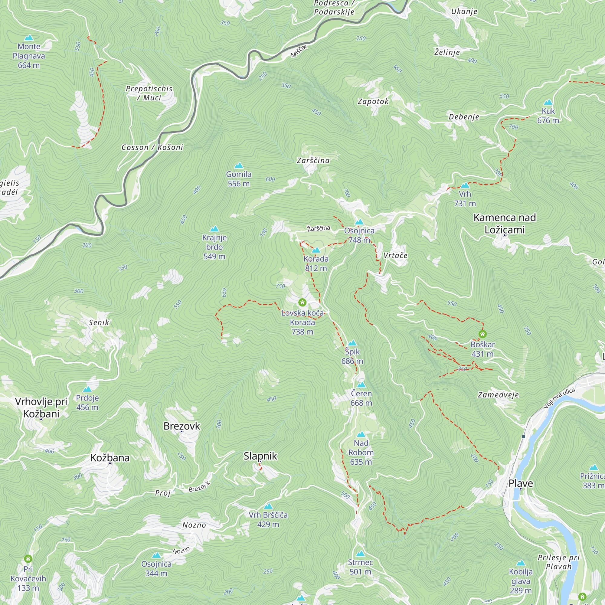 Lovska koča Korada map
