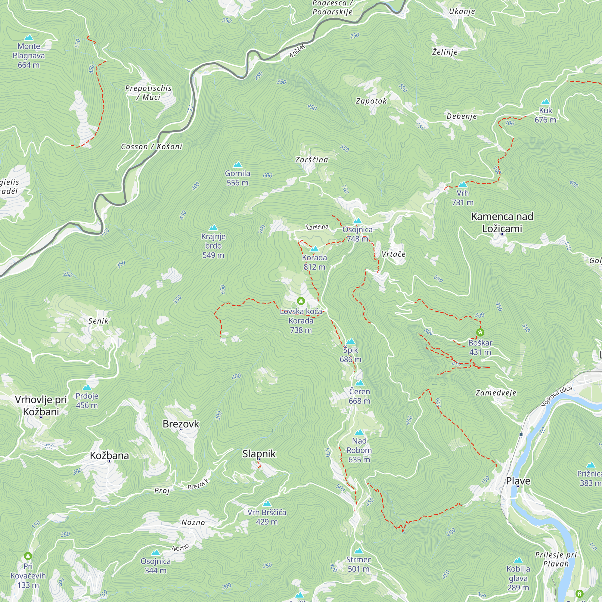 Lovska koča Korada map