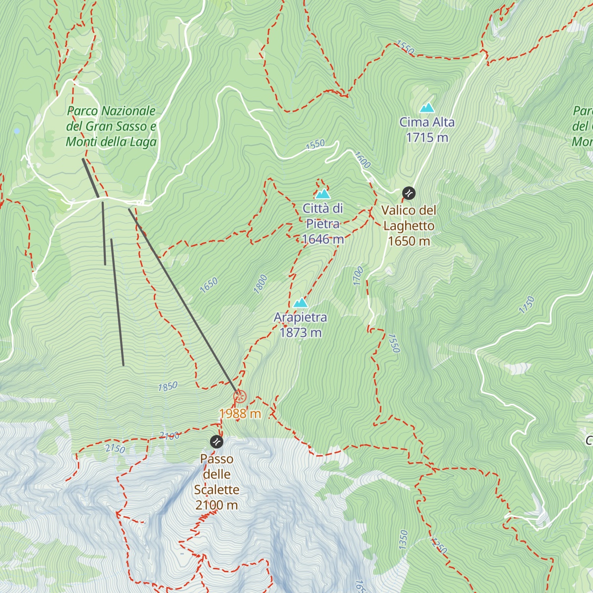 Albergo diruto dell'Arapietra map