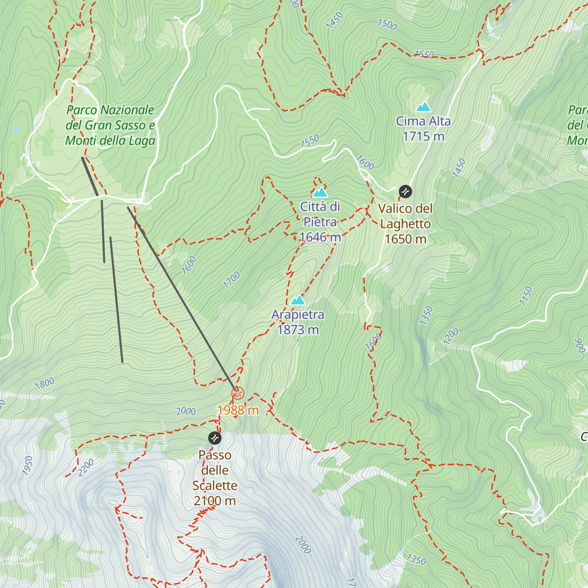 Albergo diruto dell'Arapietra map