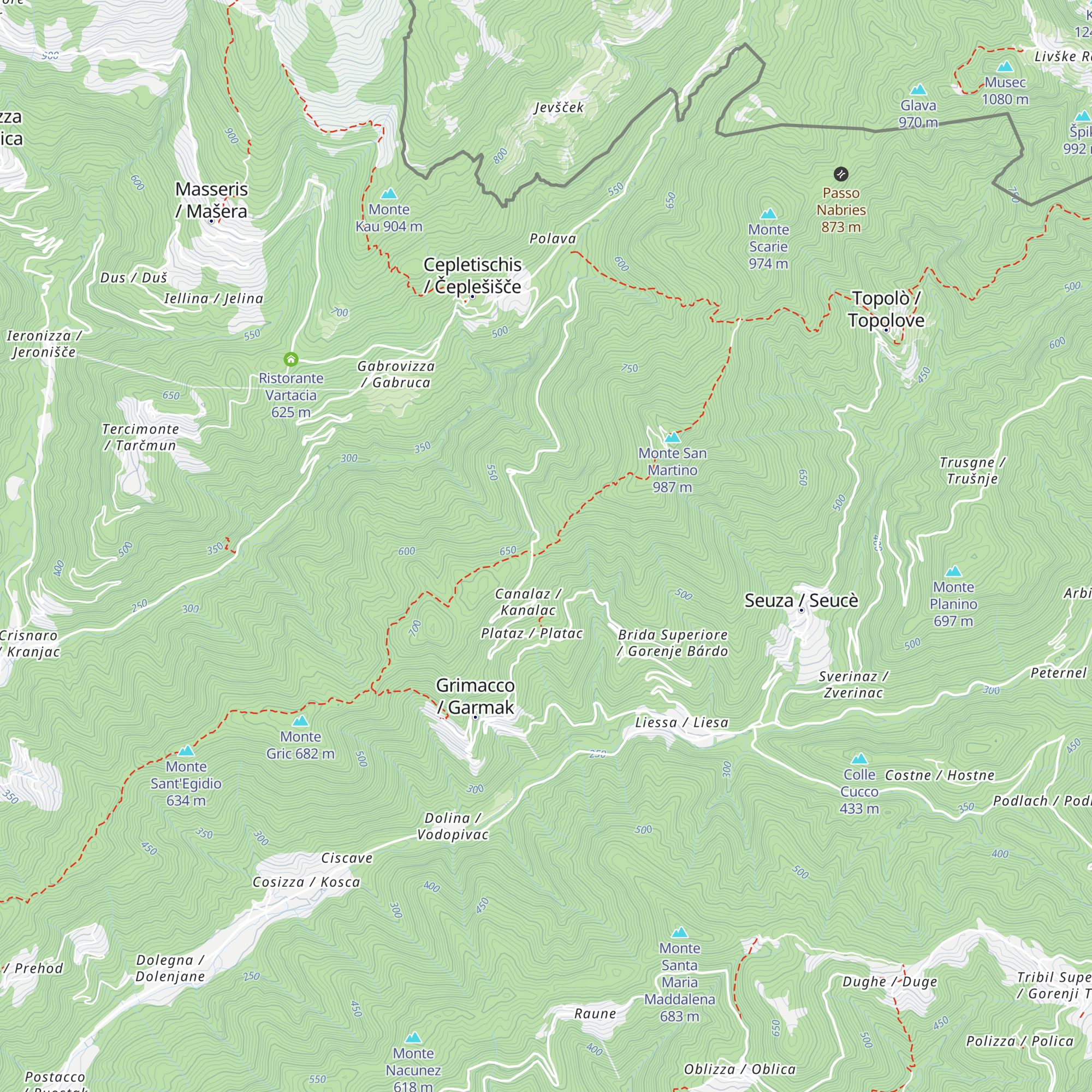Baita CAI Val Natisone map