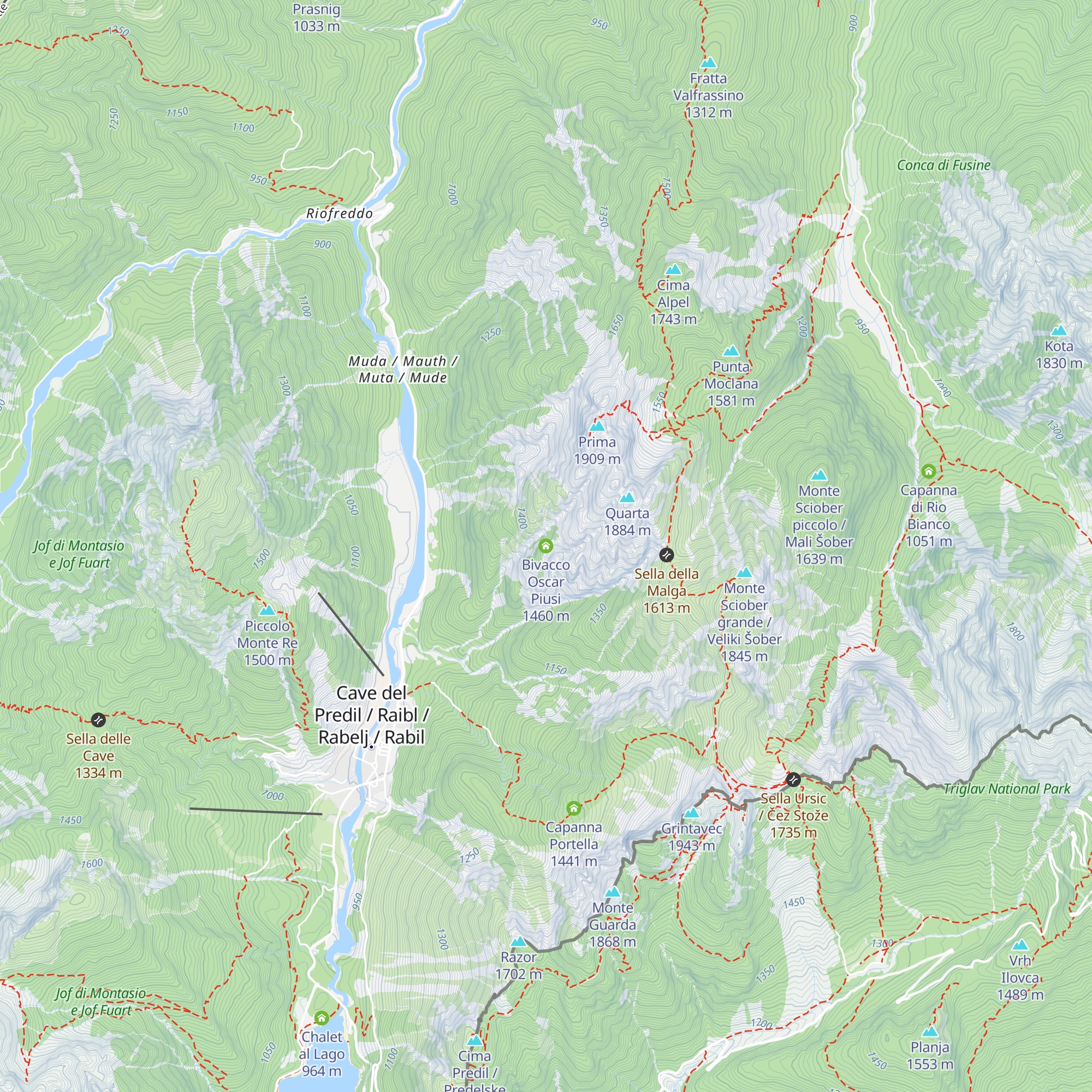 Bivacco Oscar Piusi map