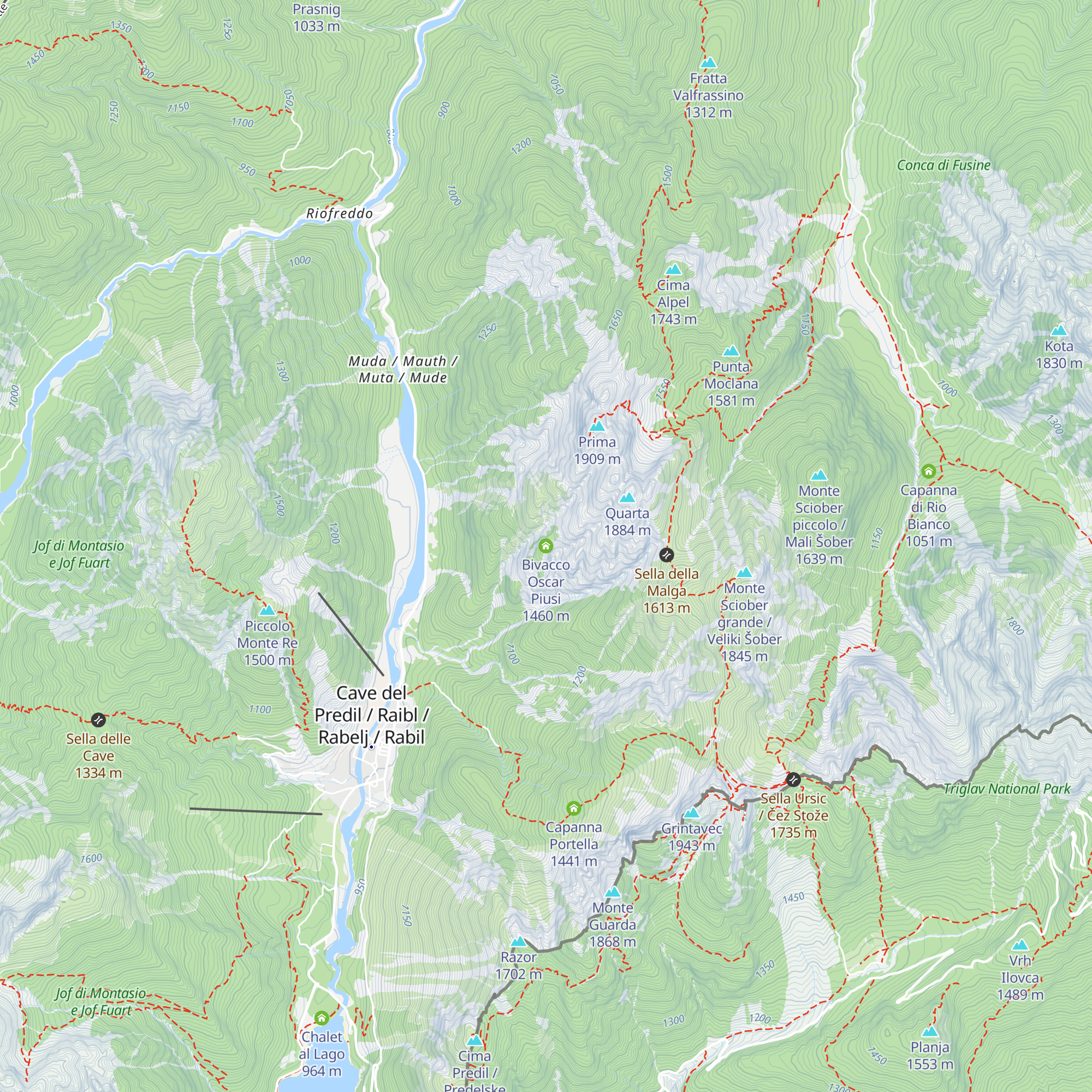 Bivacco Oscar Piusi map