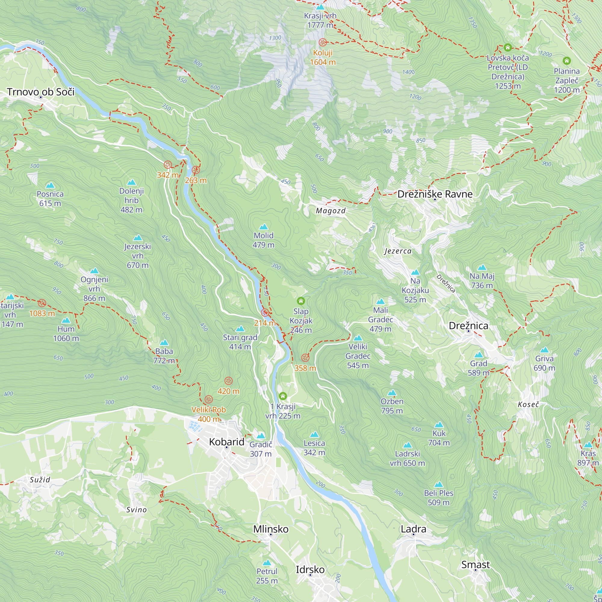 Slap Kozjak map
