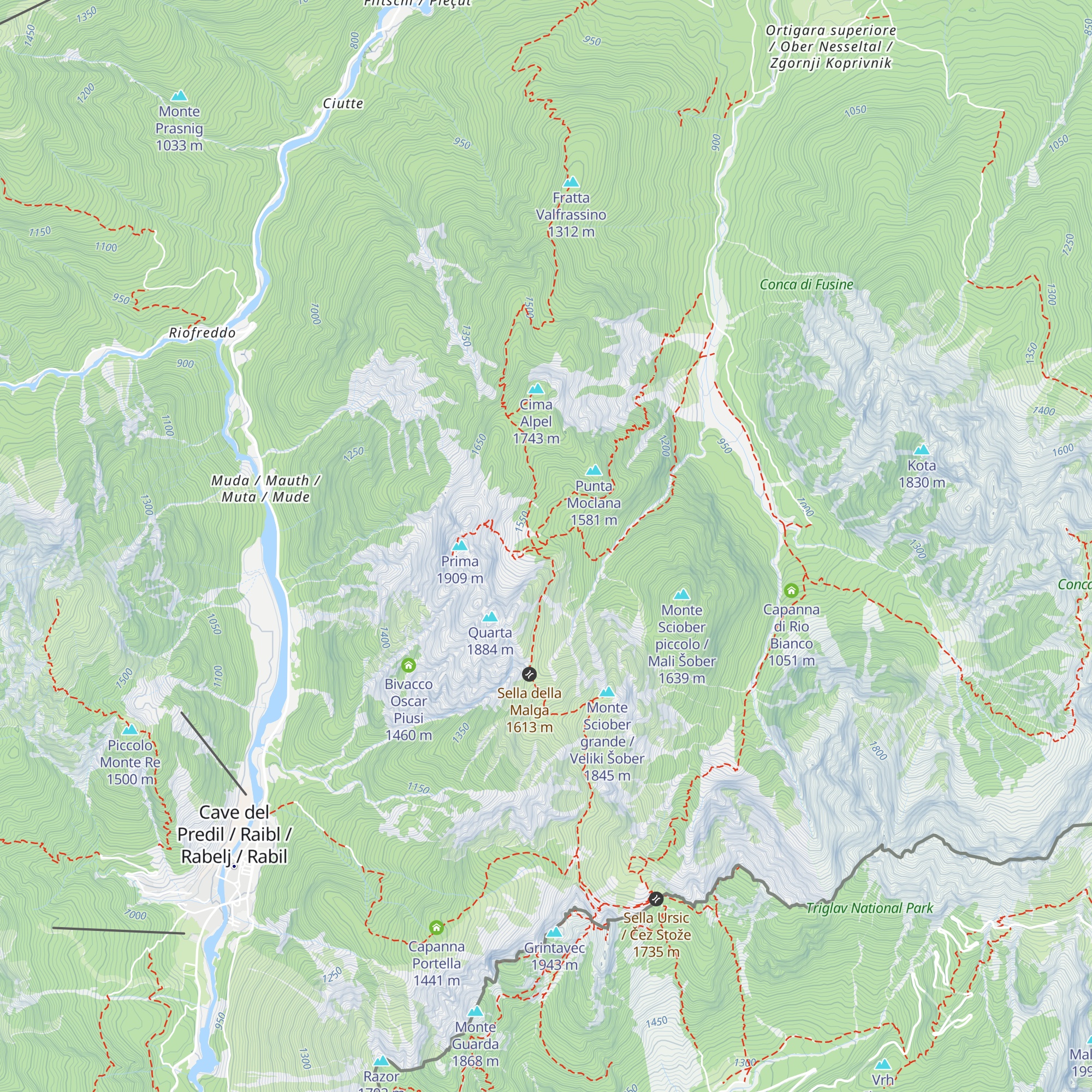 Capanna Cinque Punte map