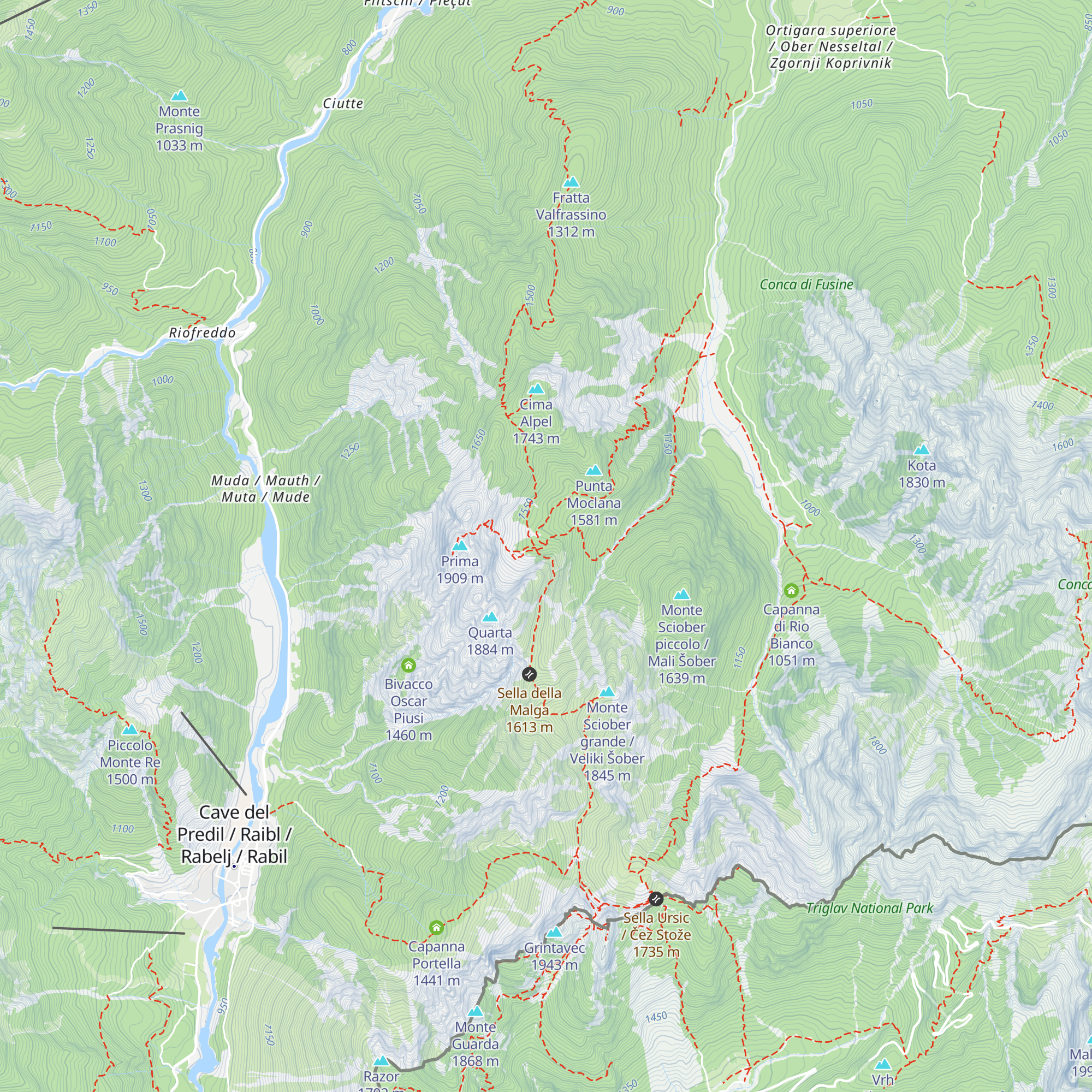 Capanna Cinque Punte map