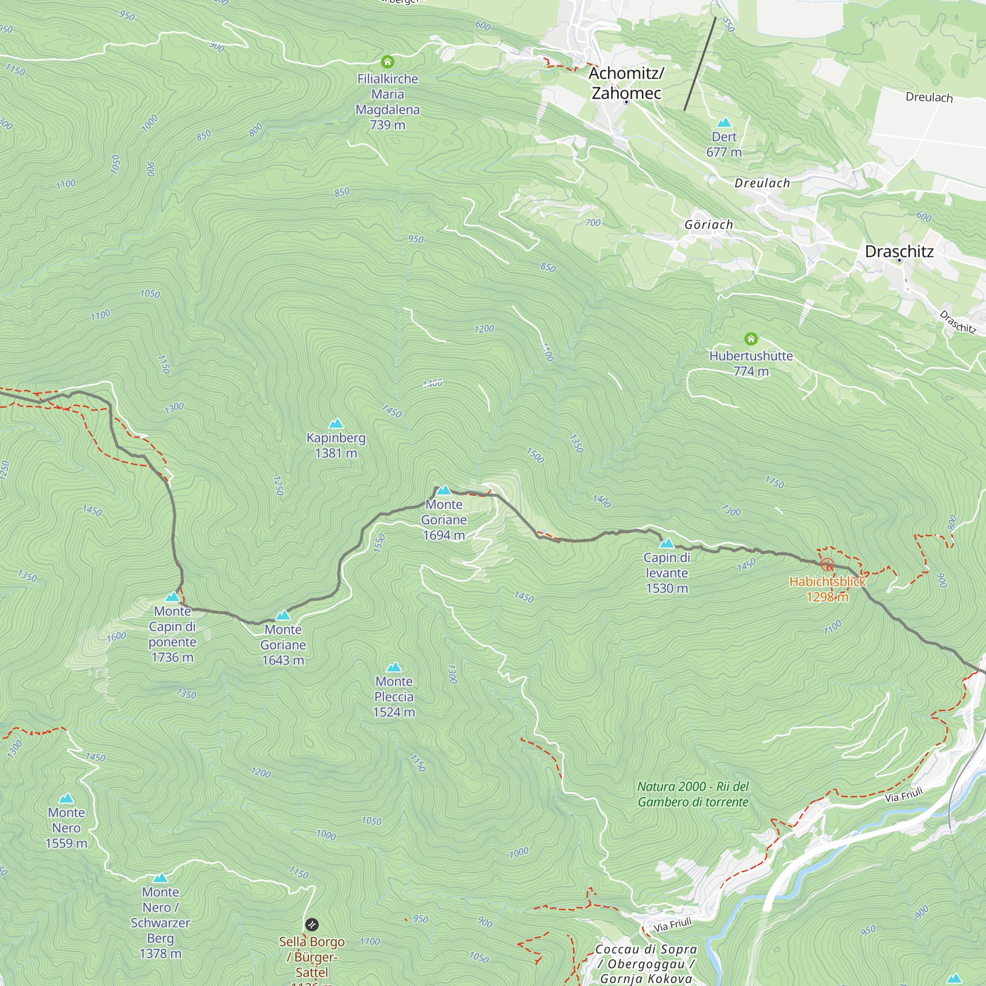 Göriacher Alm / Malga Goriane map