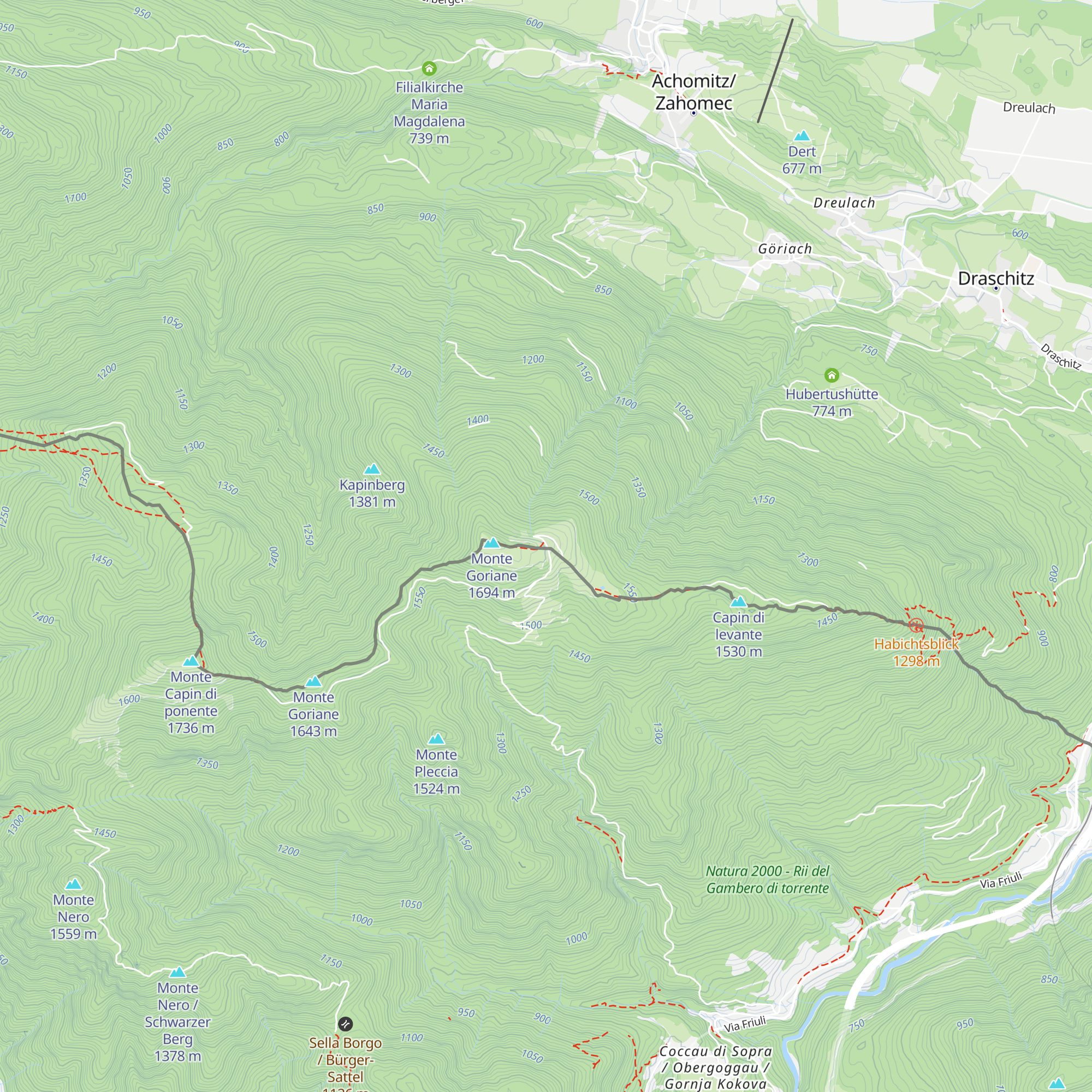 Göriacher Alm / Malga Goriane map