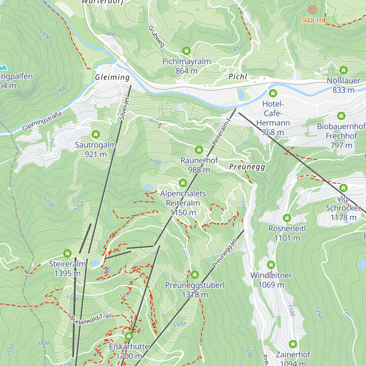 Alpenchalets Reiteralm map