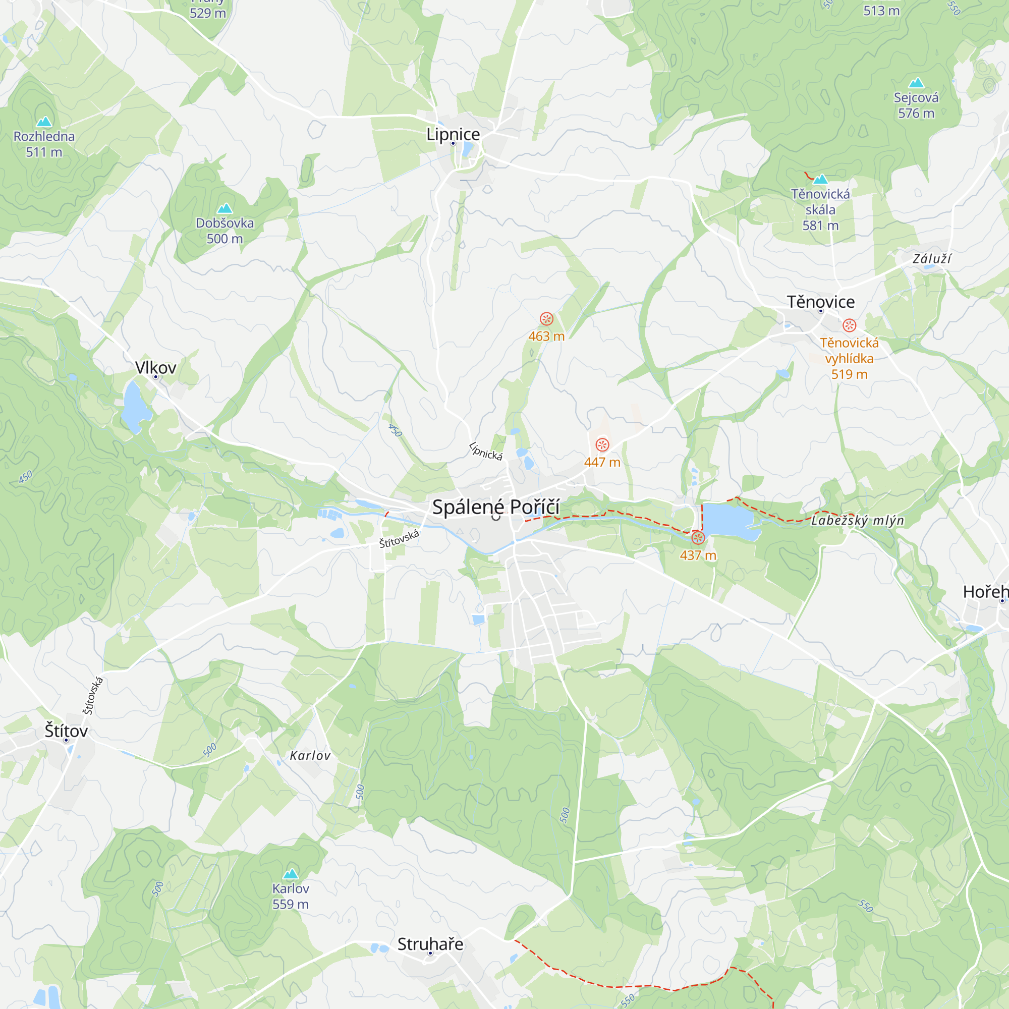 Spálené Poříčí map