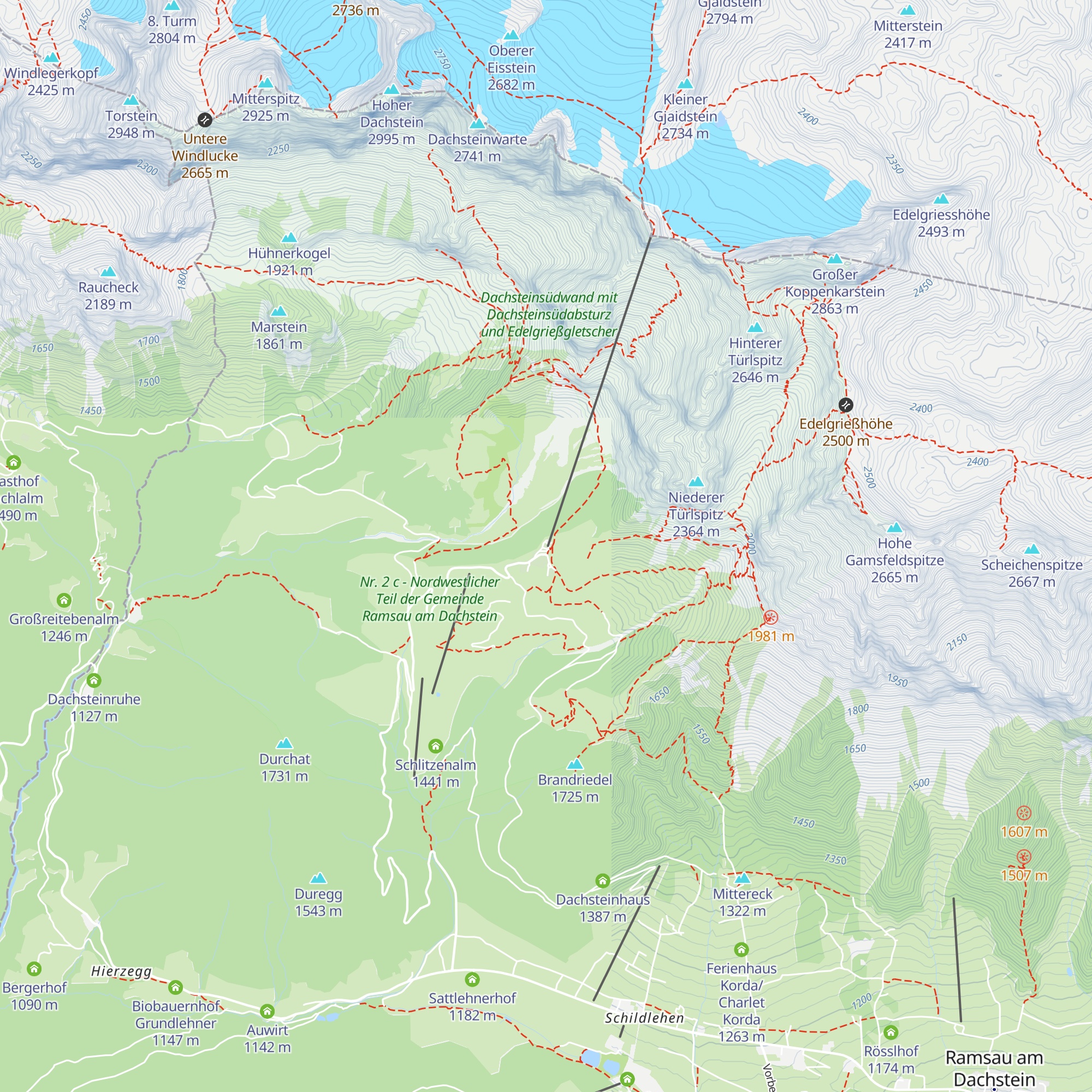 Dachstein Gletscherbahn map