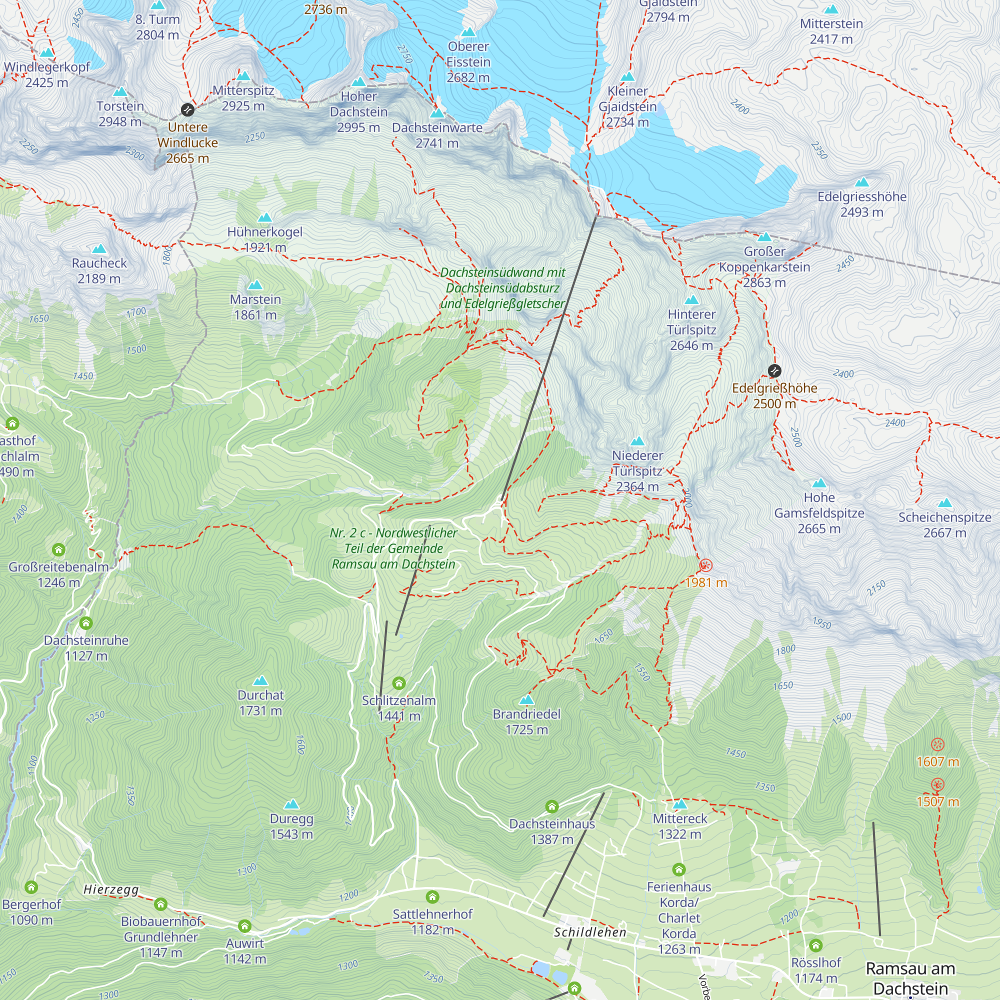 Dachstein Gletscherbahn map