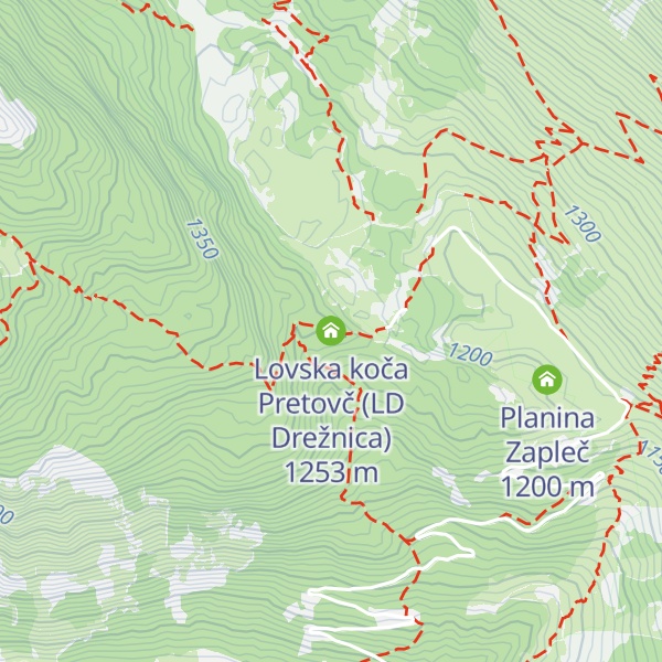 Map of Lovska koča Pretovč (LD Drežnica)