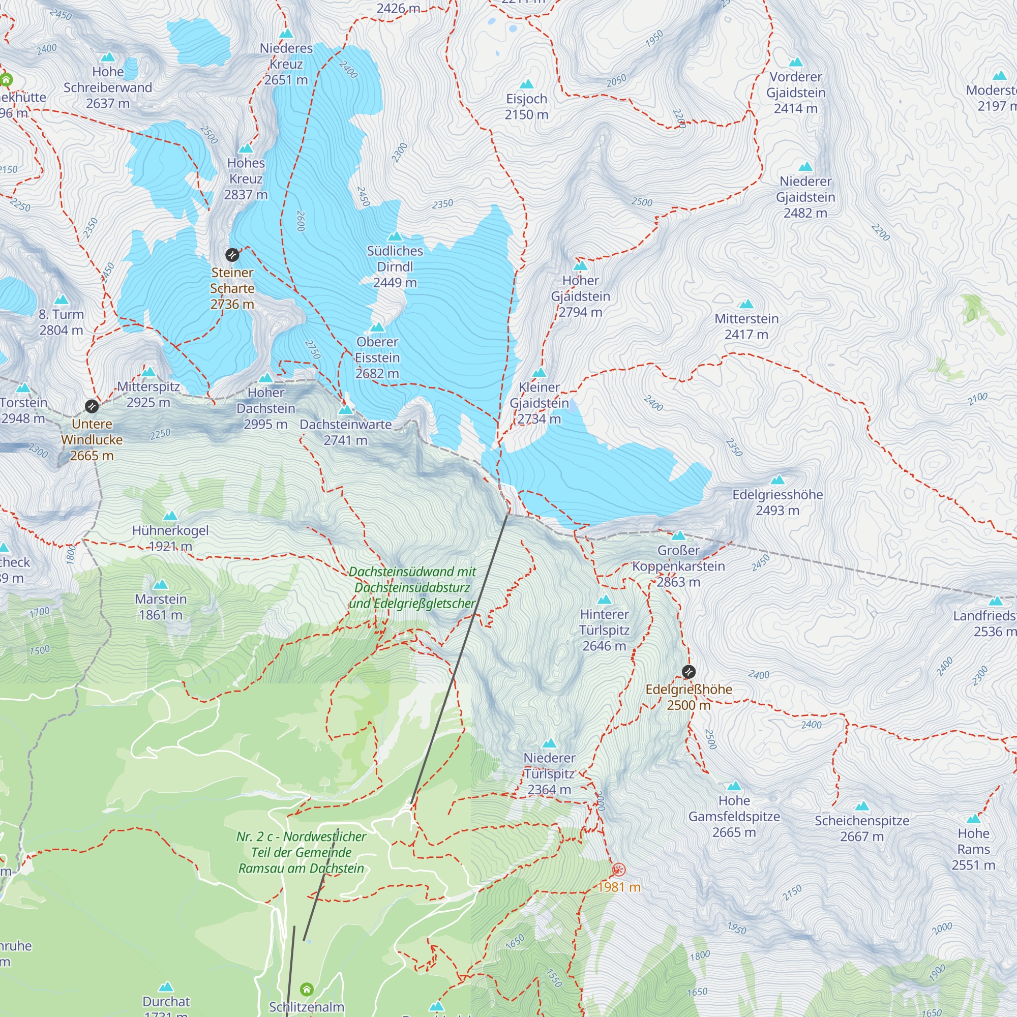 Dachstein Gletscherbahn map