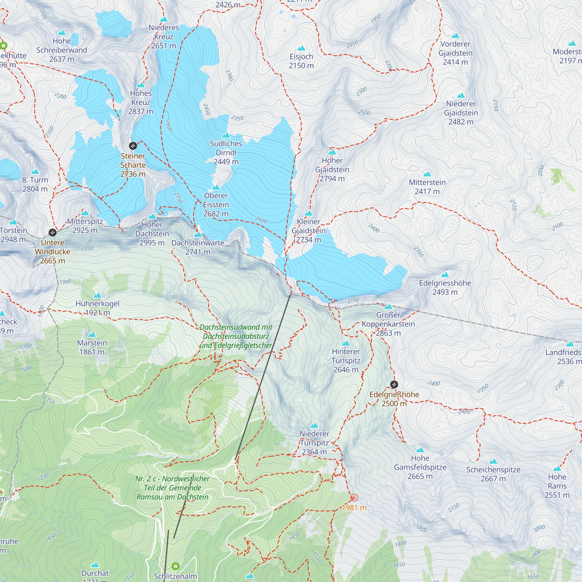 Dachstein Gletscherbahn map