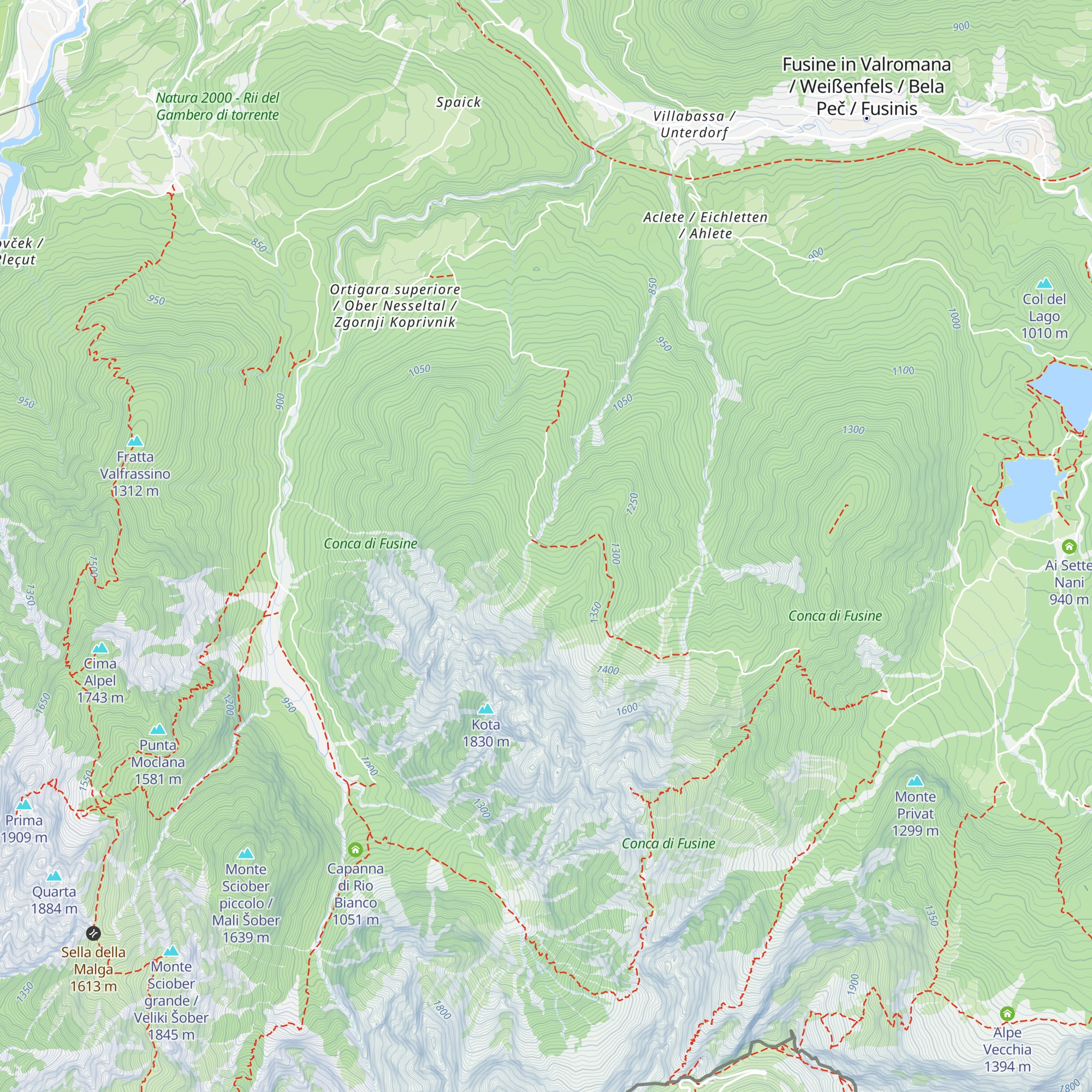 Capanna Fontanfredda map