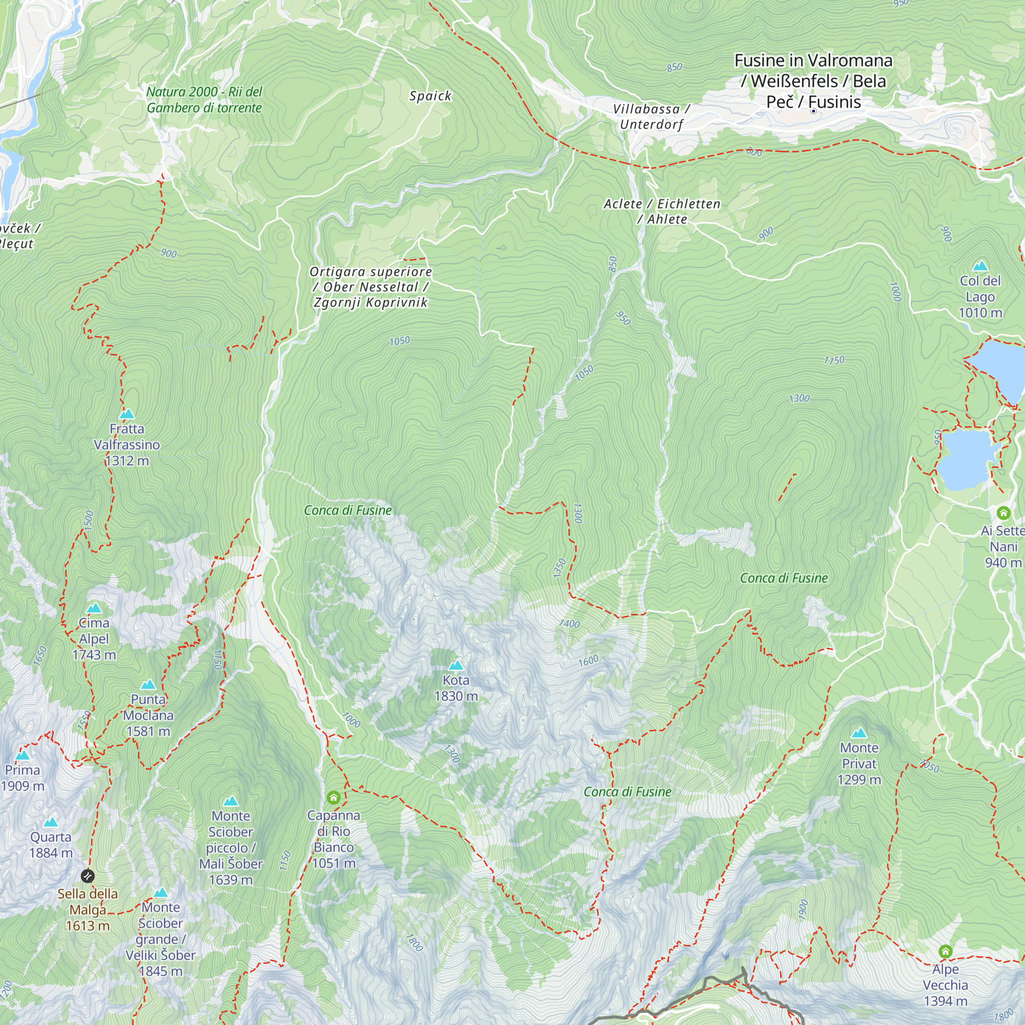 Capanna Fontanfredda map