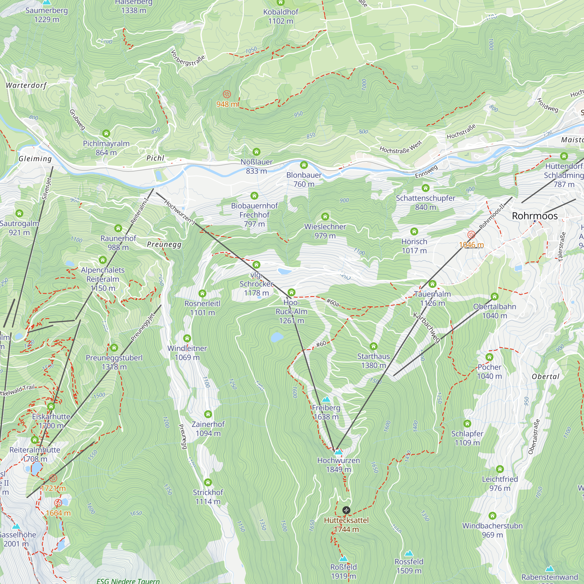 Hoo-Ruck Alm Rohrmoos map