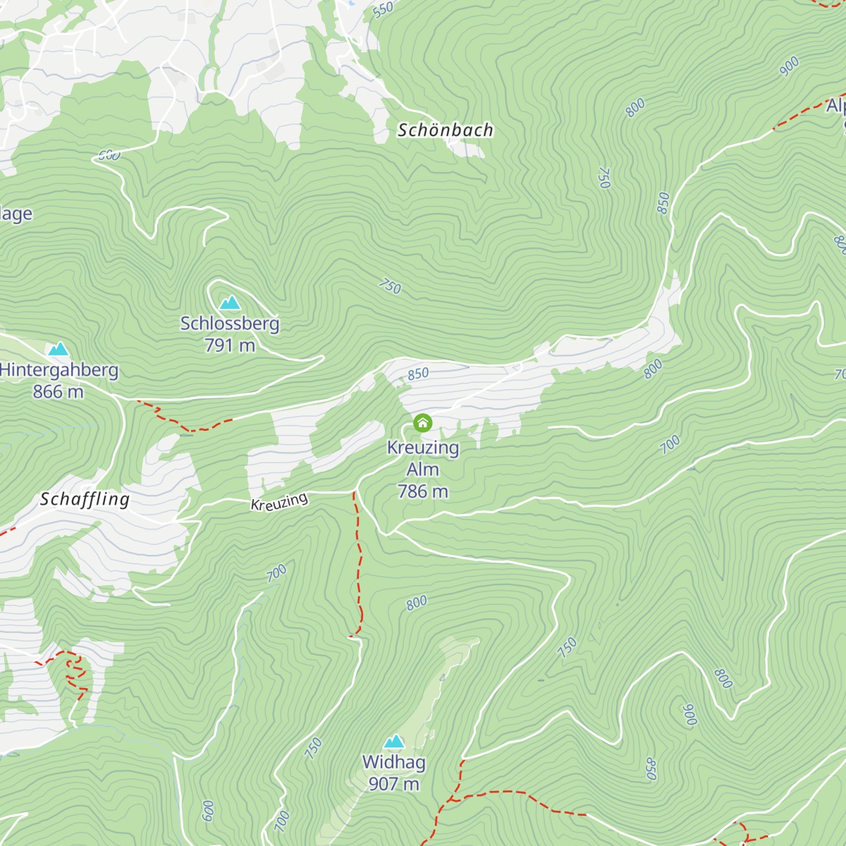 Kreuzing Alm map
