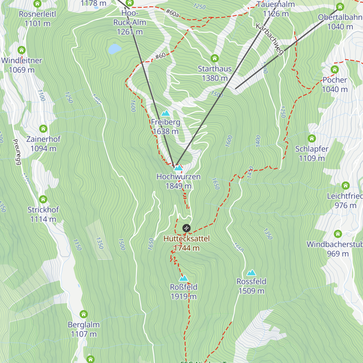 Hochwurzenalm map