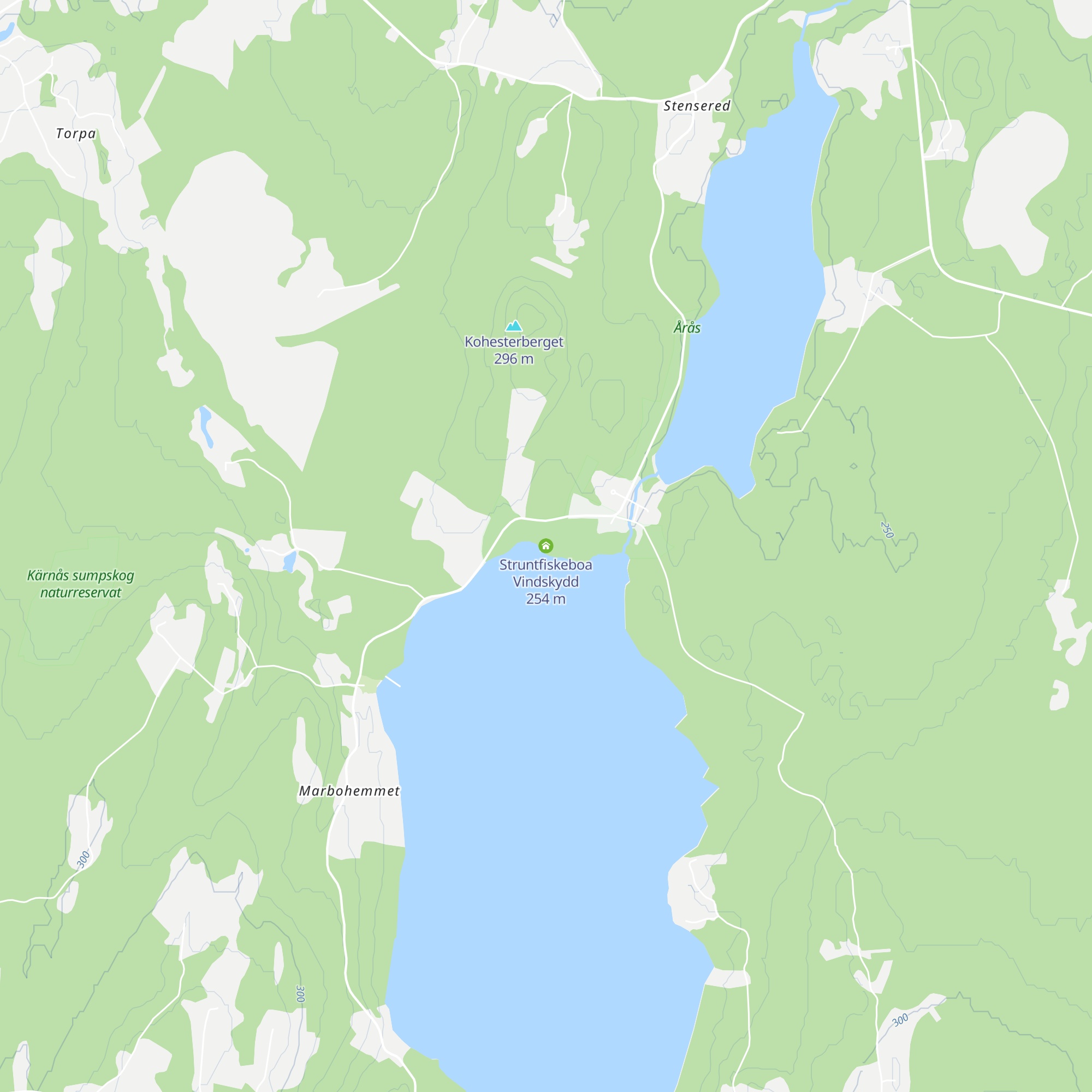 Struntfiskeboa Vindskydd map