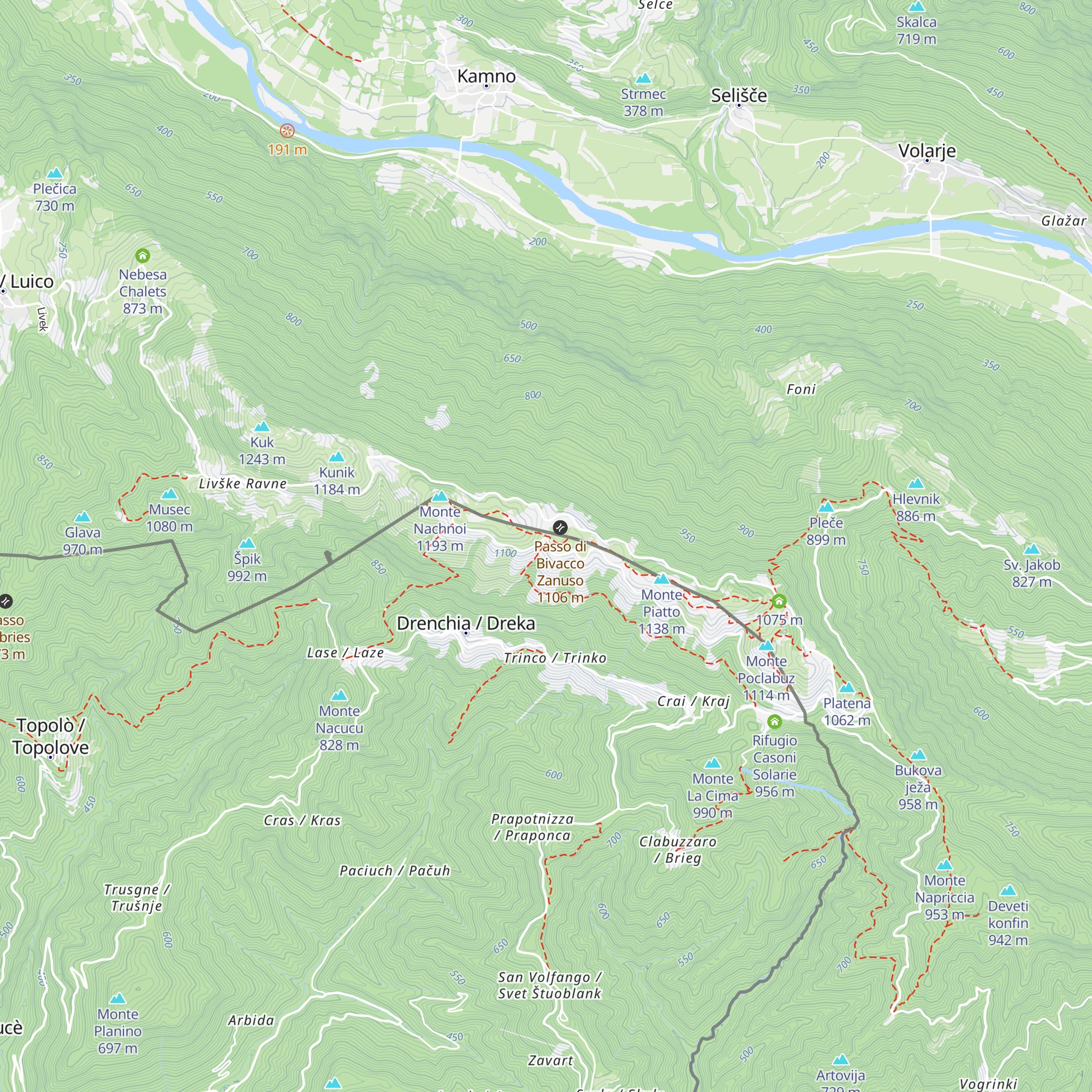 Bivacco Giuseppe Zanuso map