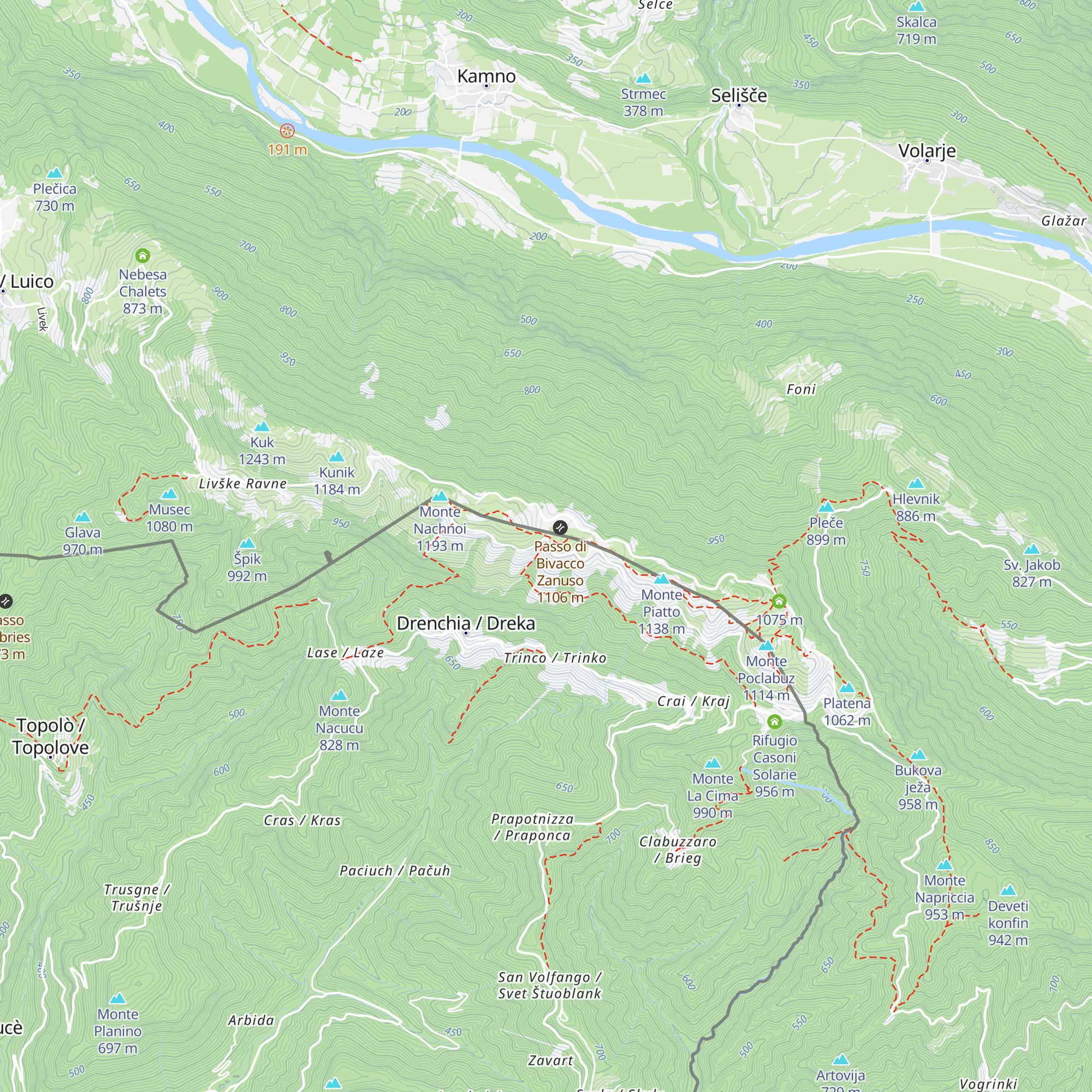 Bivacco Giuseppe Zanuso map