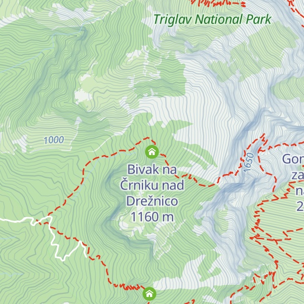 Map of Bivak na Črniku nad Drežnico