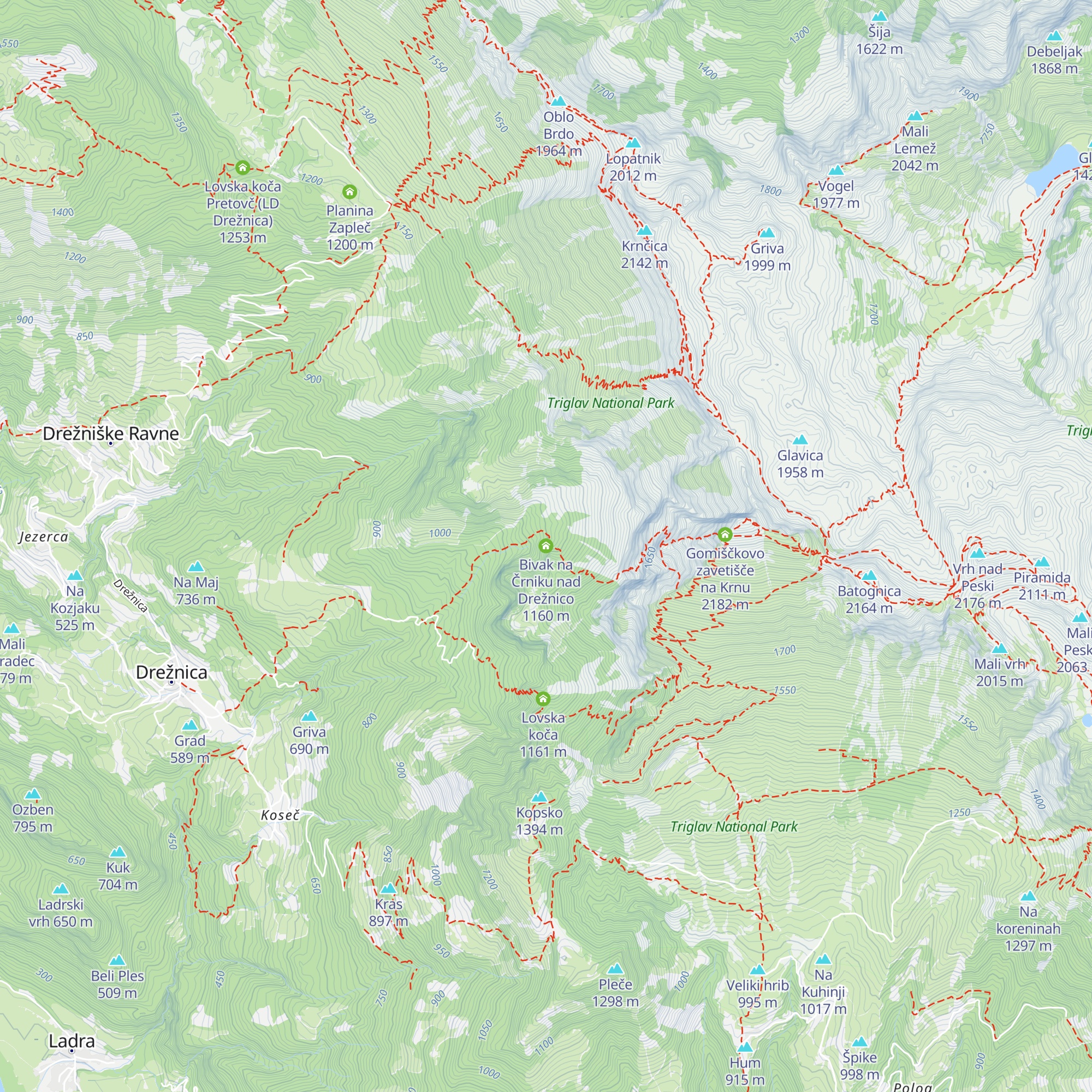 Bivak na Črniku nad Drežnico map