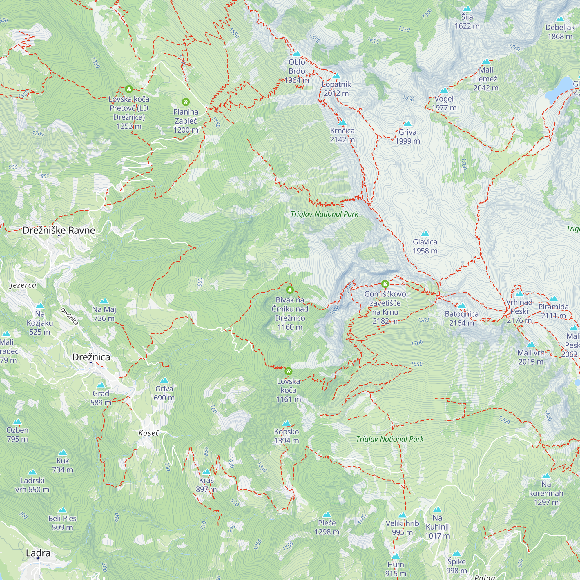 Bivak na Črniku nad Drežnico map