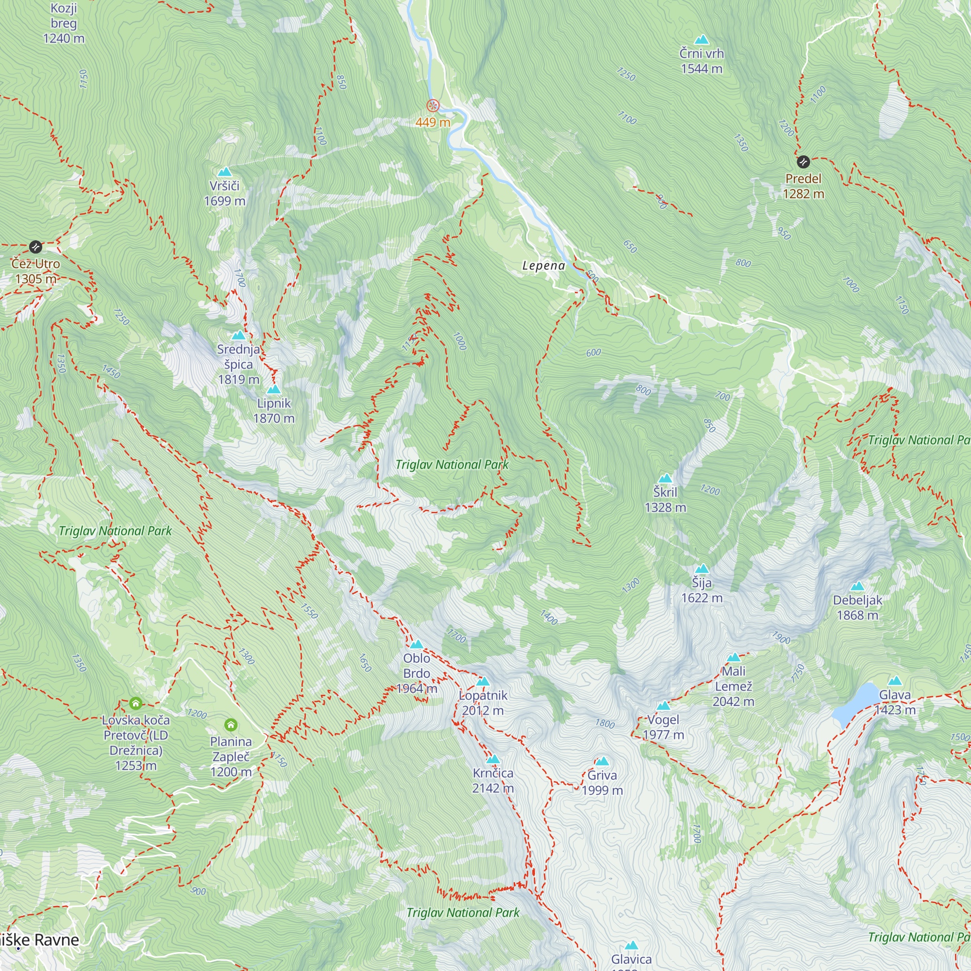 Lovska koča na Planini Zagreben map
