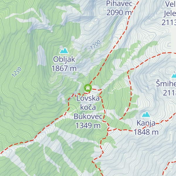 Map of Lovska koča Bukovec