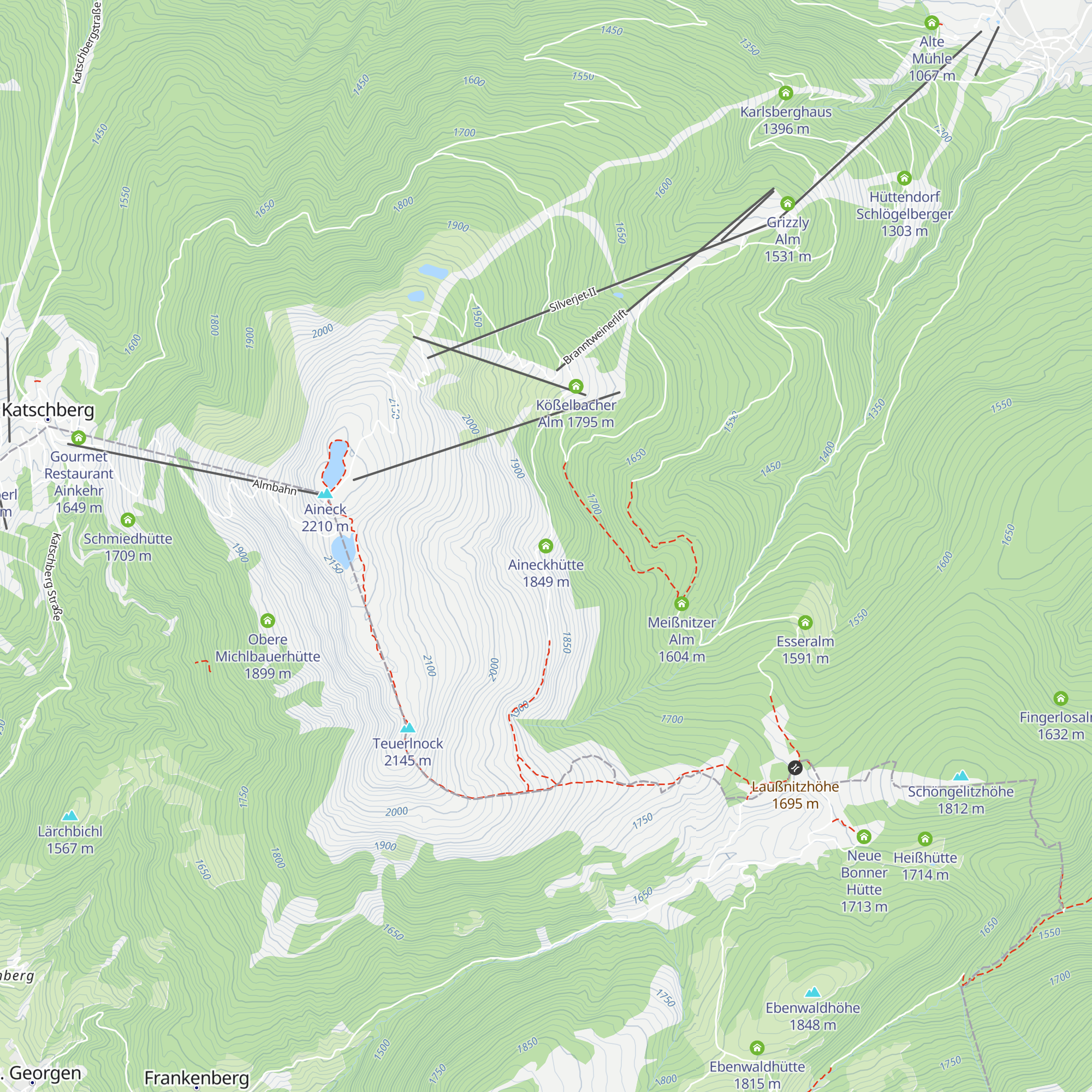 Aineckhütte map
