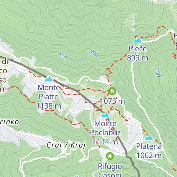 Map of Trinški vrh / Monte Piatto cima est