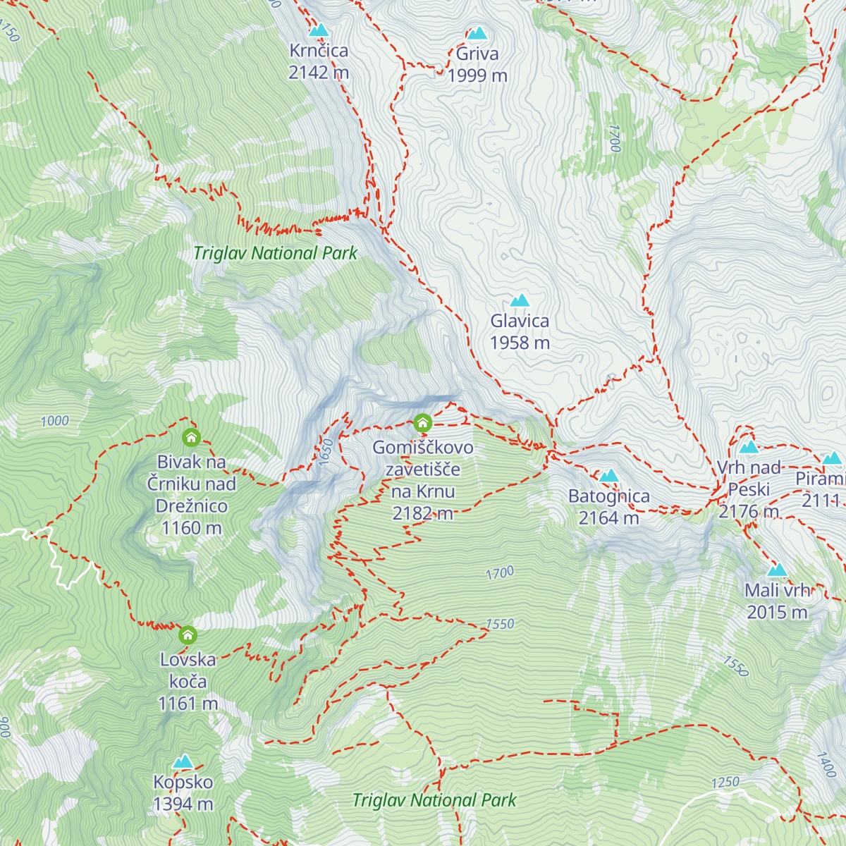 Gomiščkovo zavetišče na Krnu map