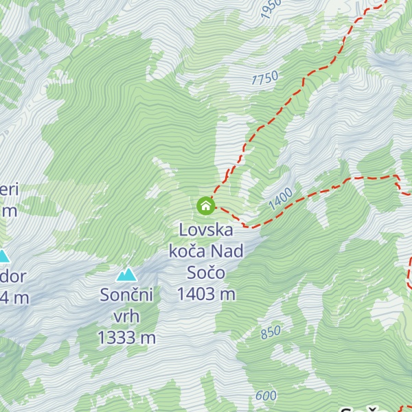 Map of Lovska koča Nad Sočo