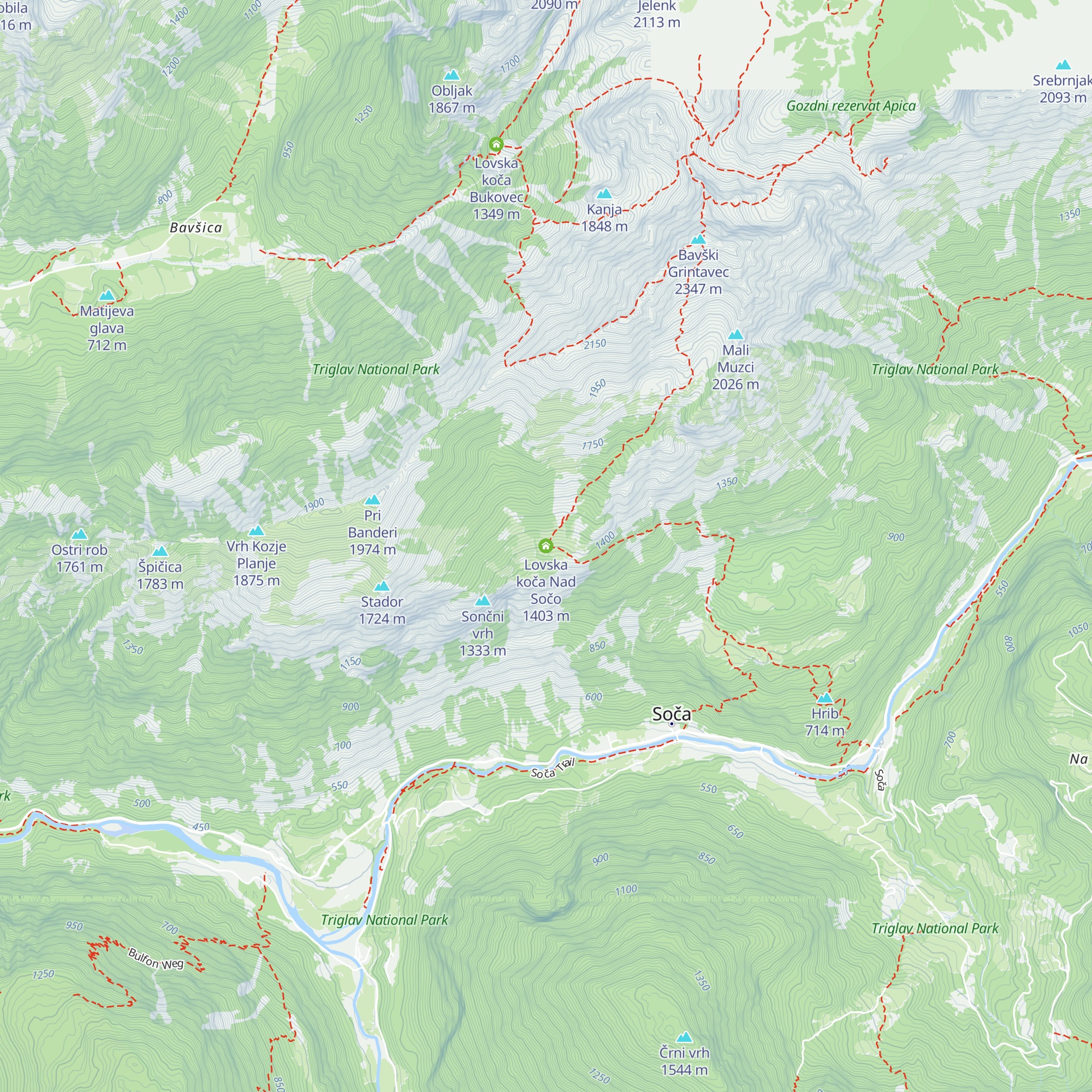Lovska koča Nad Sočo map