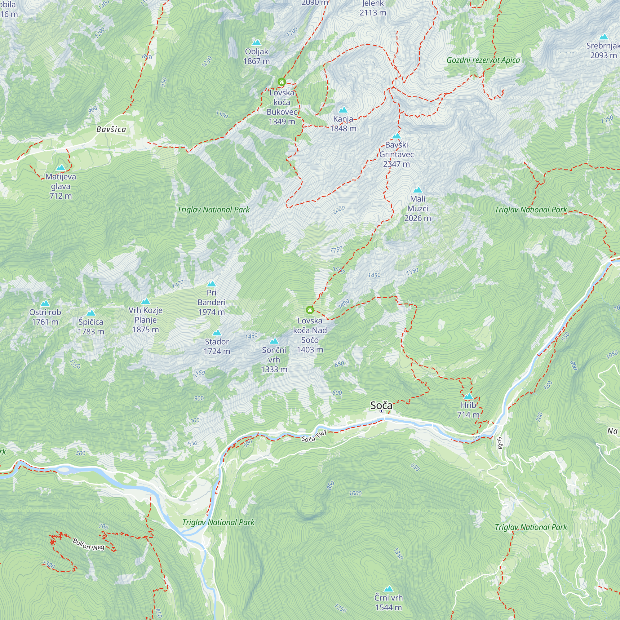Lovska koča Nad Sočo map