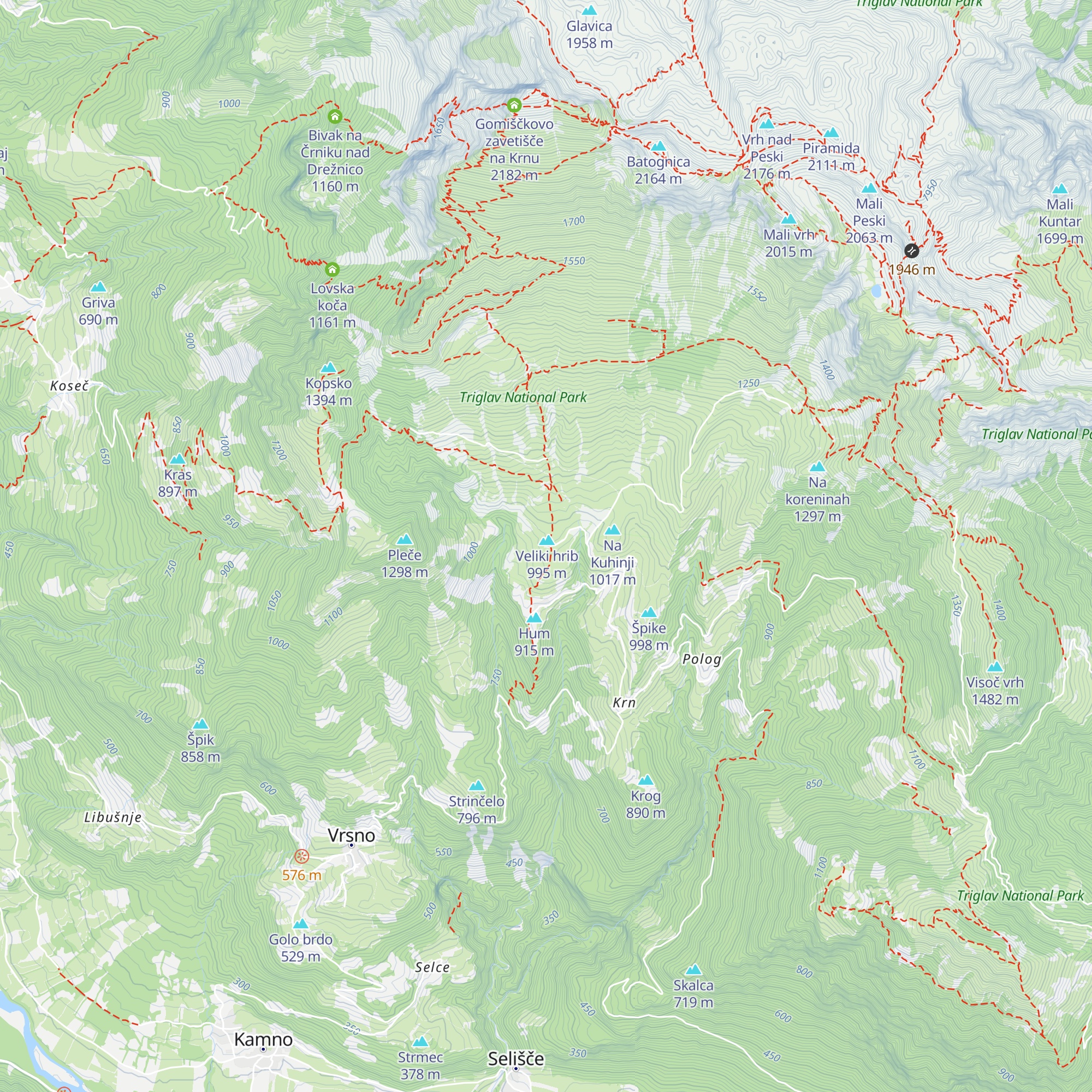 Koča na planini Kuhinja map