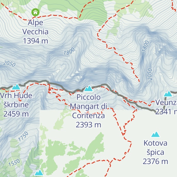Map of Piccolo Mangart di Coritenza