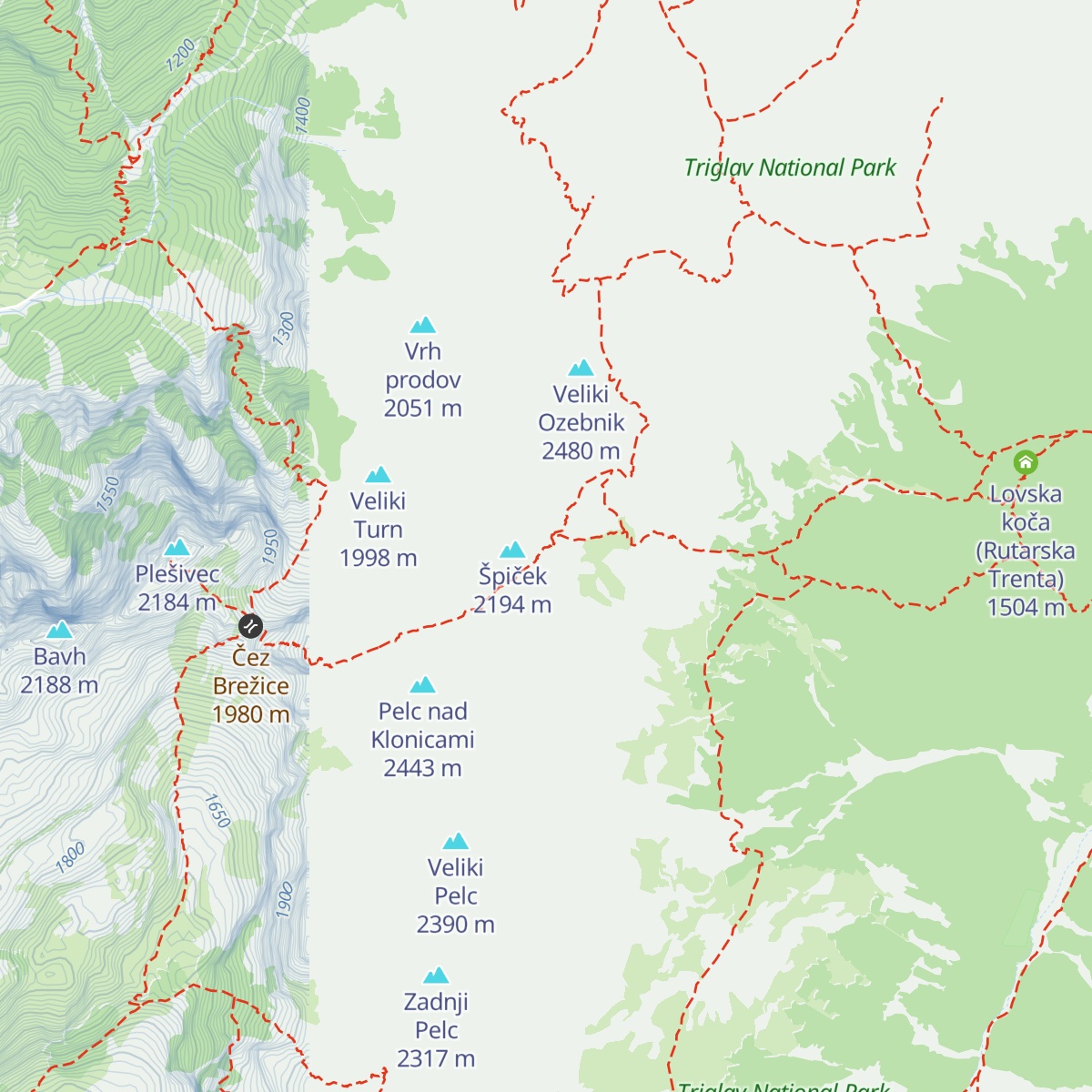 Zavetišče pod Špičkom map