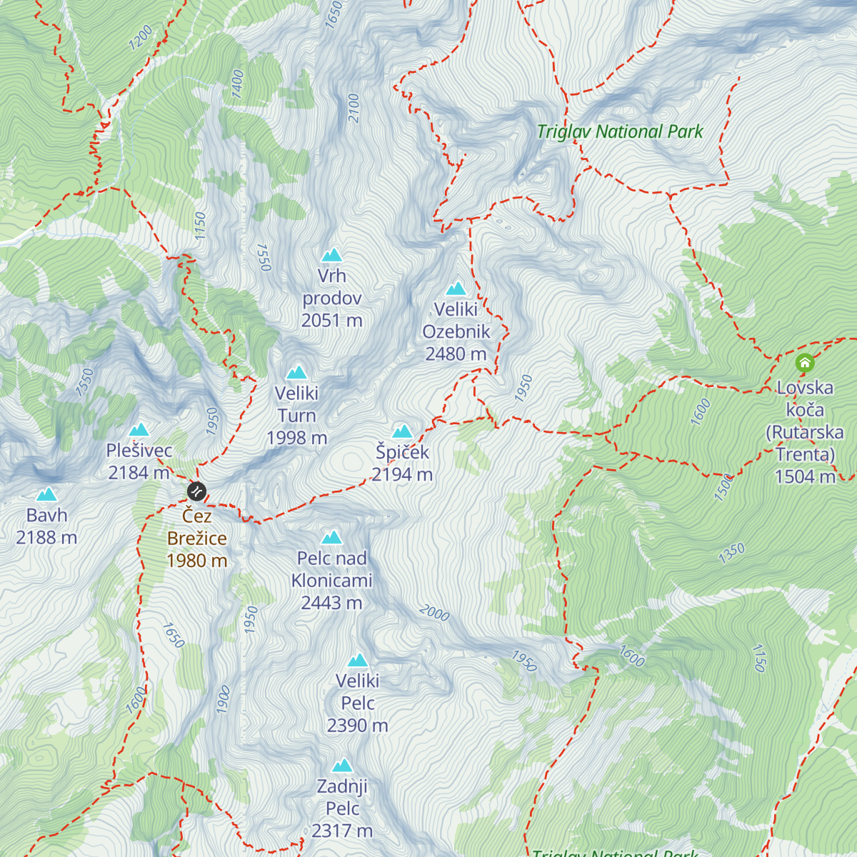 Zavetišče pod Špičkom map