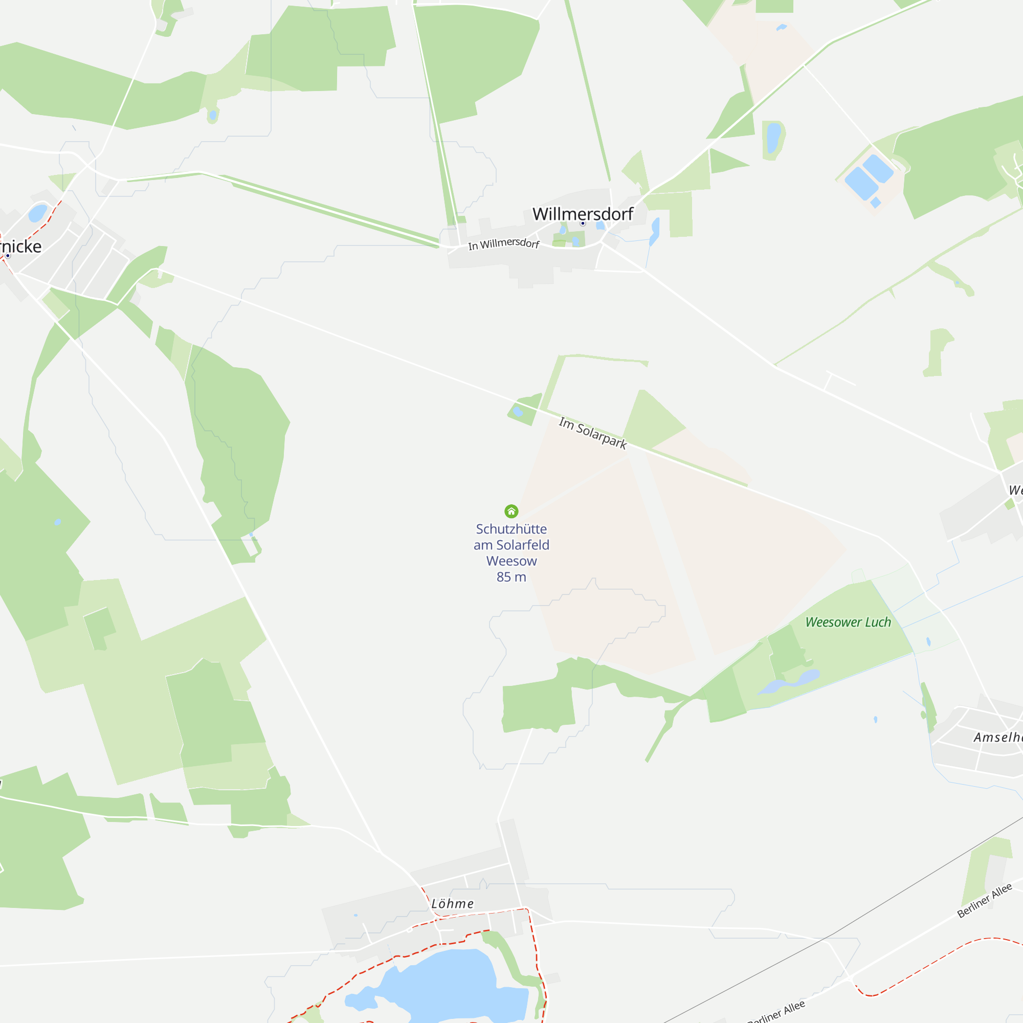 Schutzhütte am Solarfeld Weesow map
