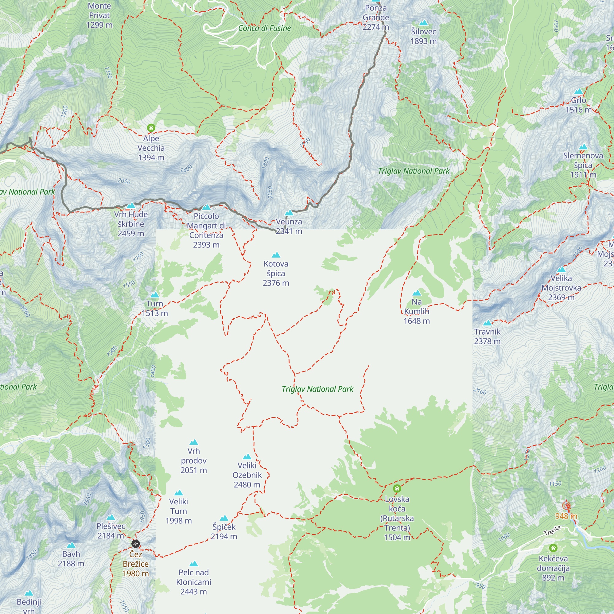 Bivak na Kotovem sedlu map