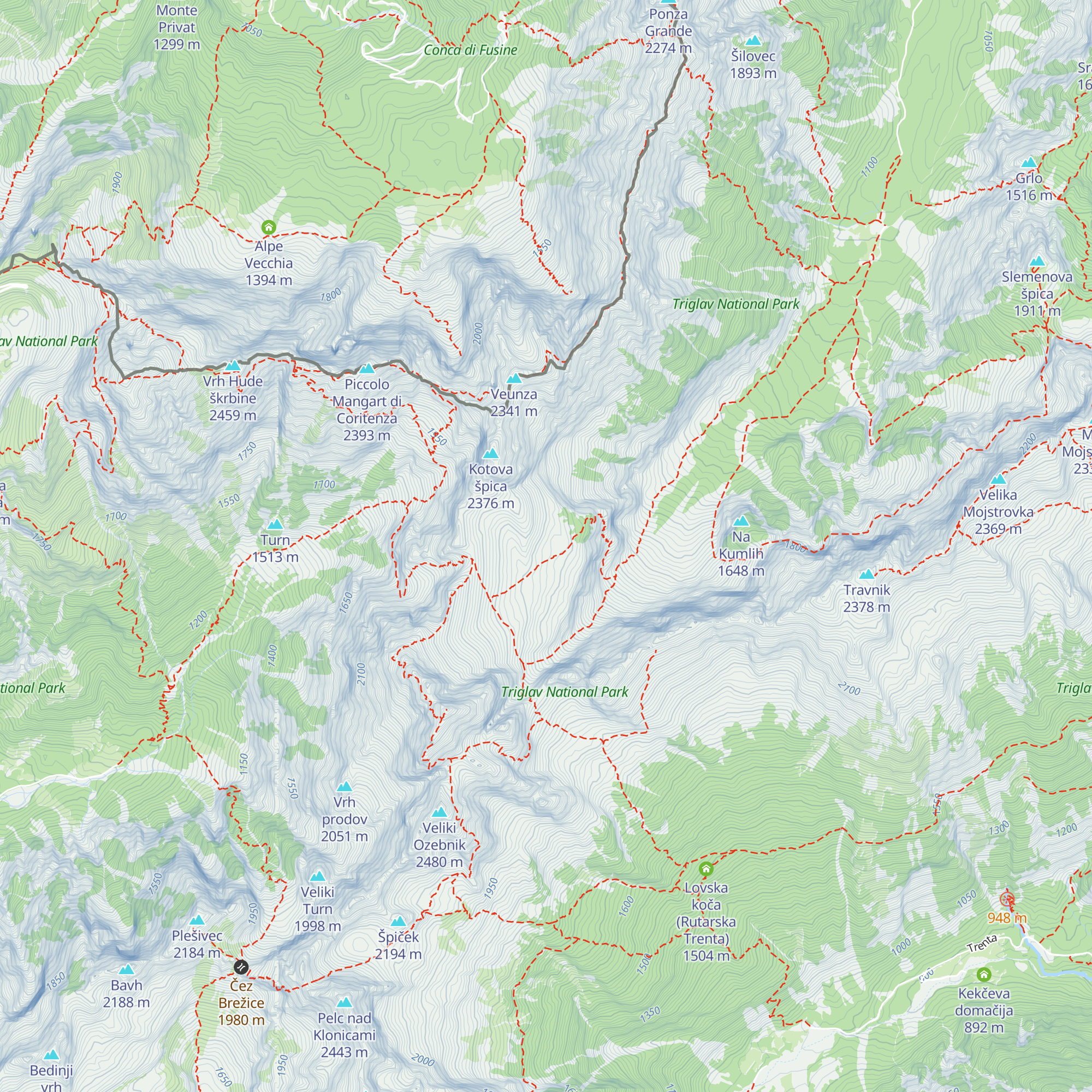 Bivak na Kotovem sedlu map