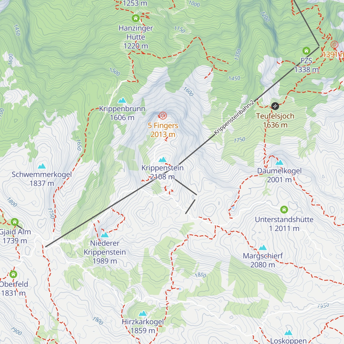 Bergrestaurant Dachstein Krippenstein map