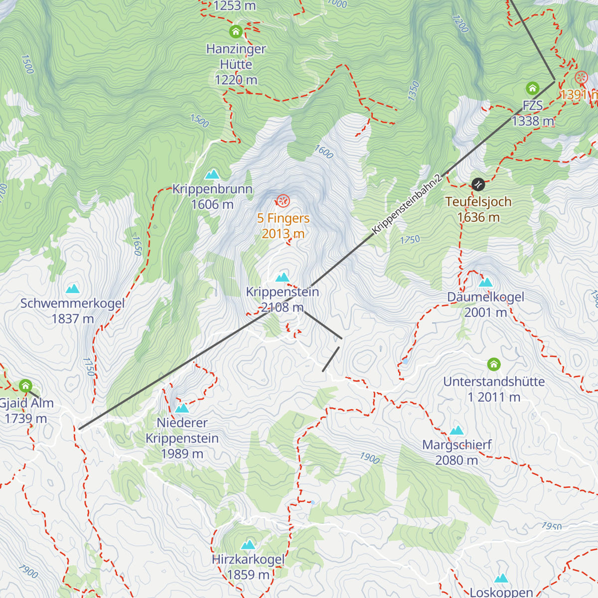 Bergrestaurant Dachstein Krippenstein map