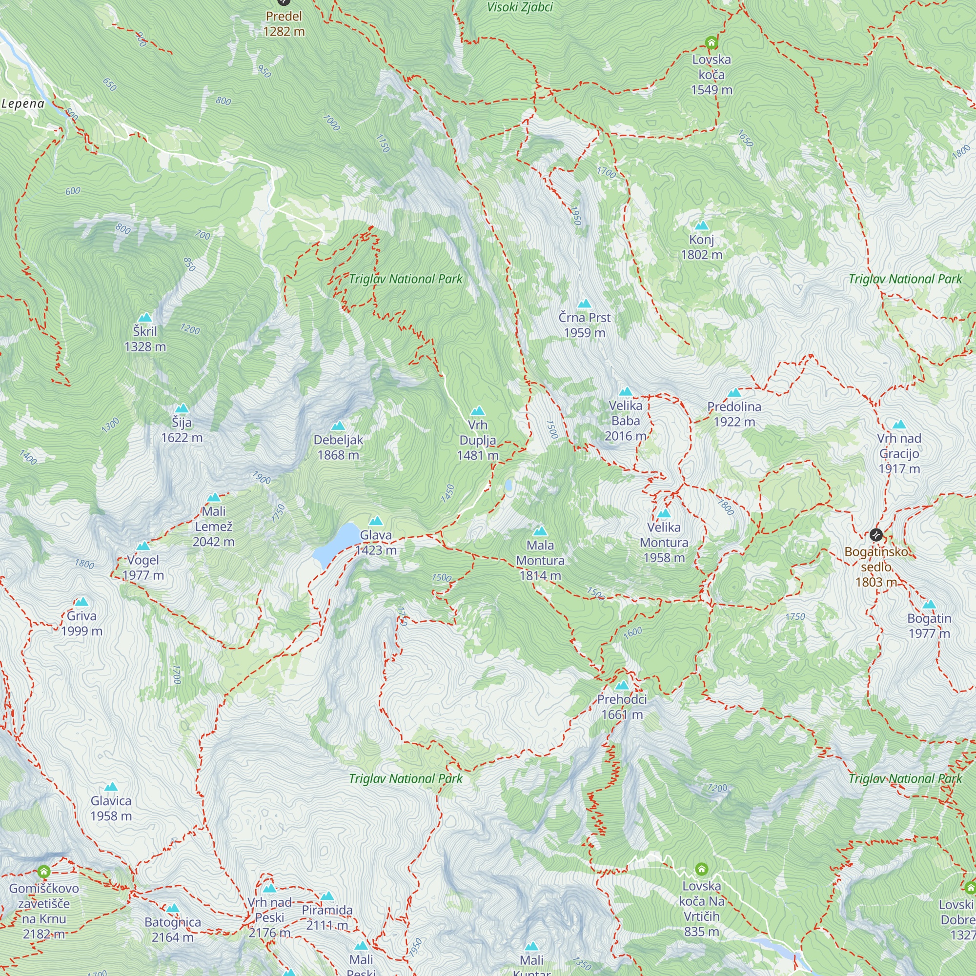 Planinski dom pri Krnskih jezerih map