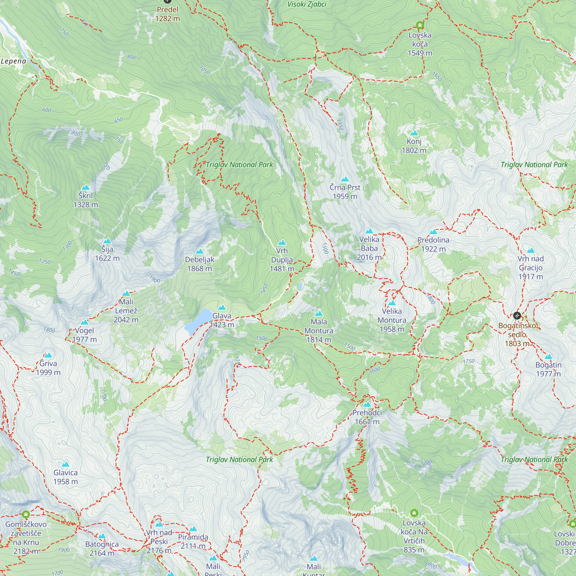 Planinski dom pri Krnskih jezerih map